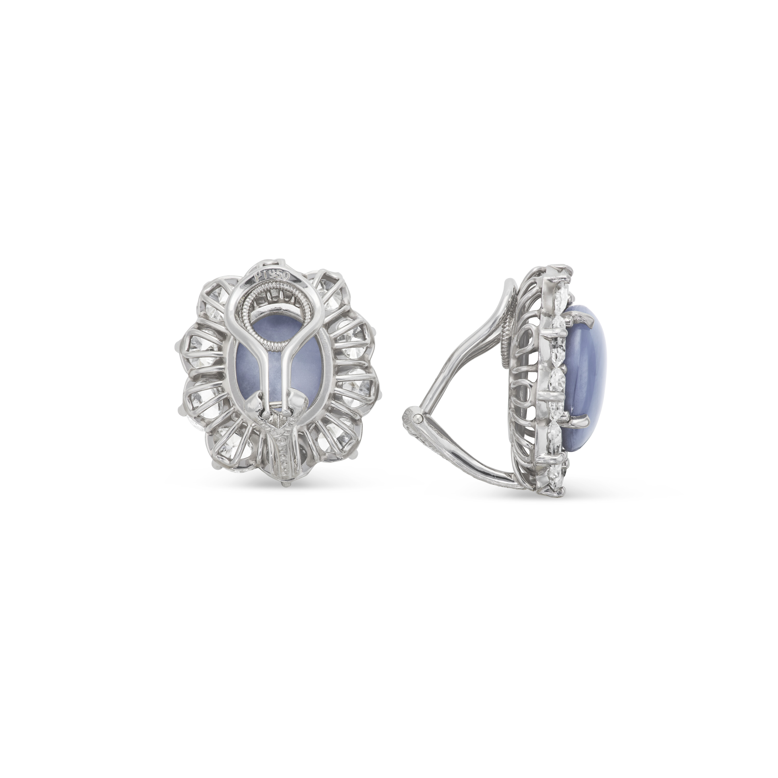 OSCAR HEYMAN & BROTHERS STAR SAPPHIRE AND DIAMOND EARRINGS image 3