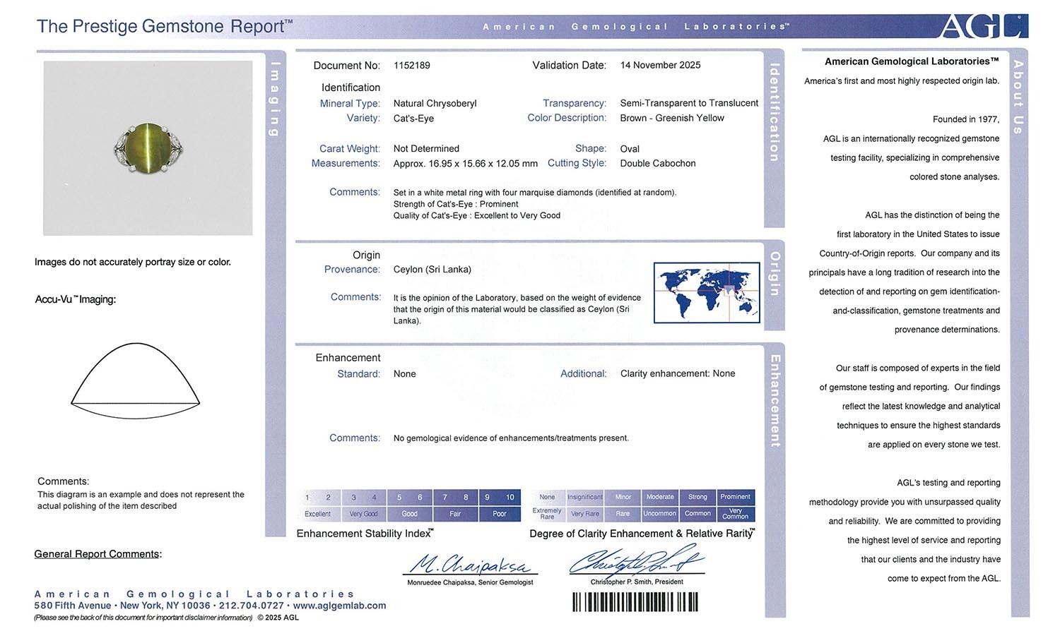 OSCAR HEYMAN & BROTHERS CAT'S EYE CHRYSOBERYL AND DIAMOND RING image 3