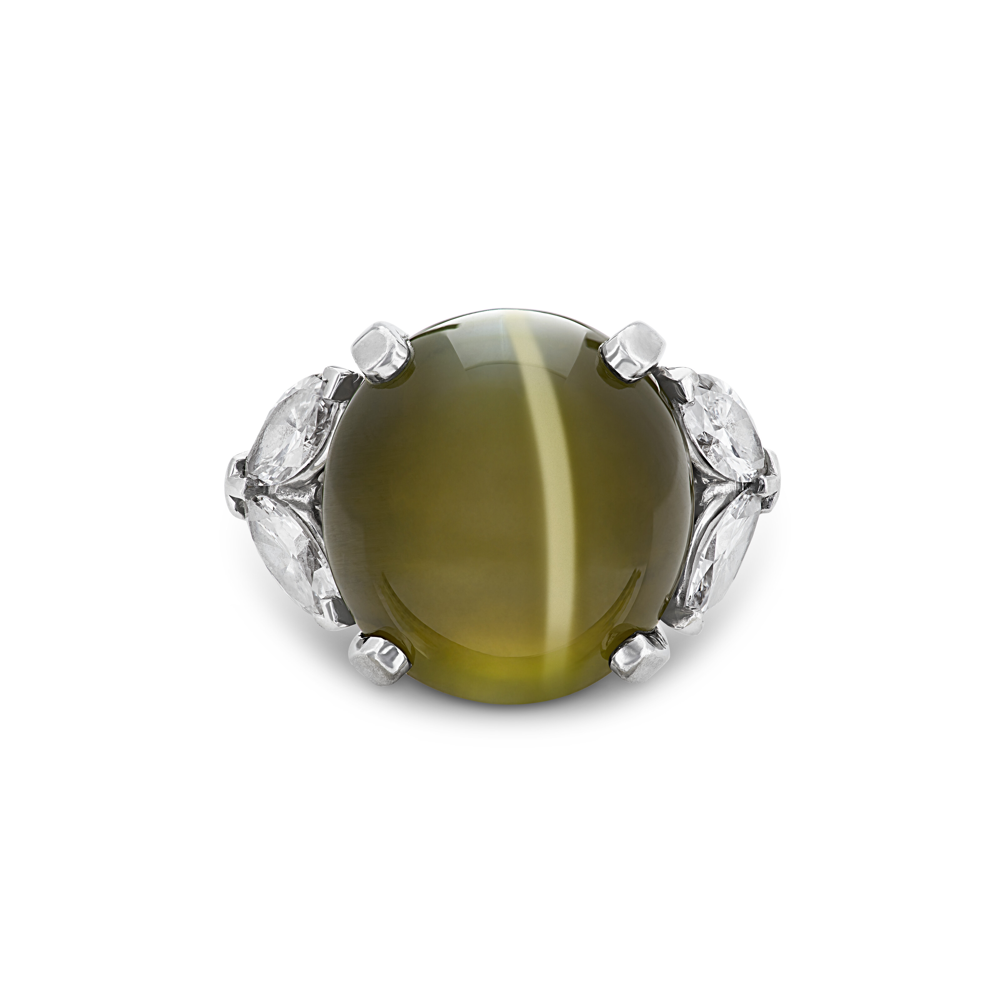 OSCAR HEYMAN & BROTHERS CAT'S EYE CHRYSOBERYL AND DIAMOND RING image 4