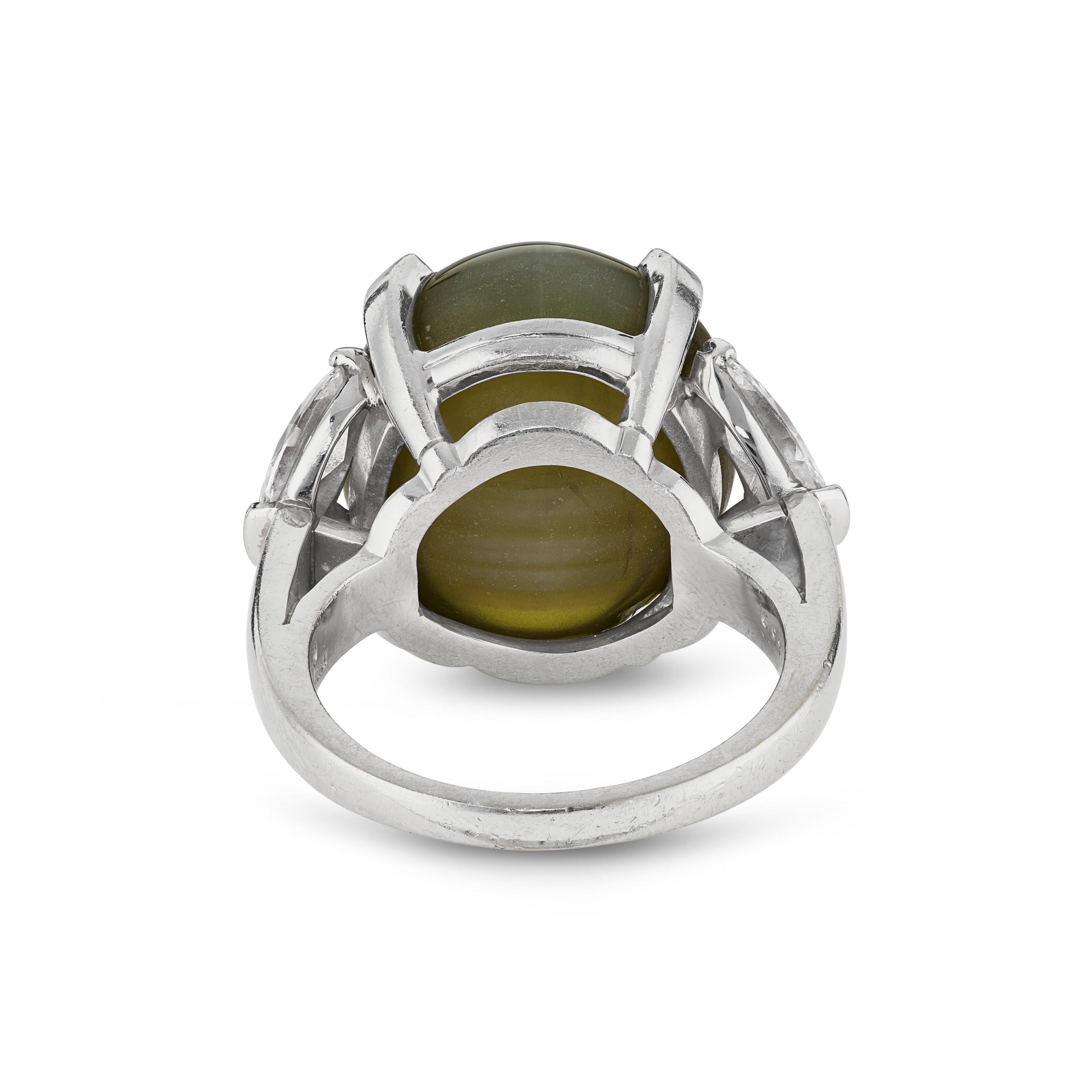 OSCAR HEYMAN & BROTHERS CAT'S EYE CHRYSOBERYL AND DIAMOND RING image 5