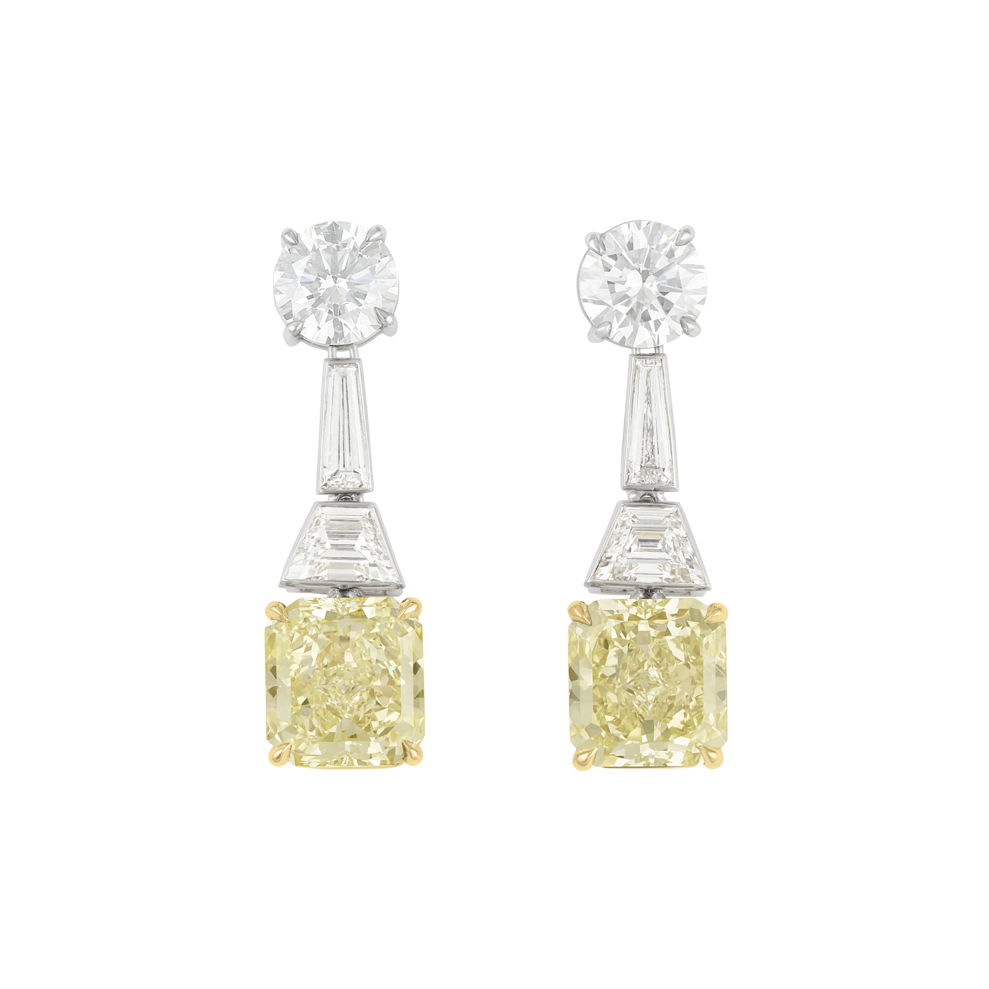 COLORED DIAMOND AND DIAMOND EARRINGS