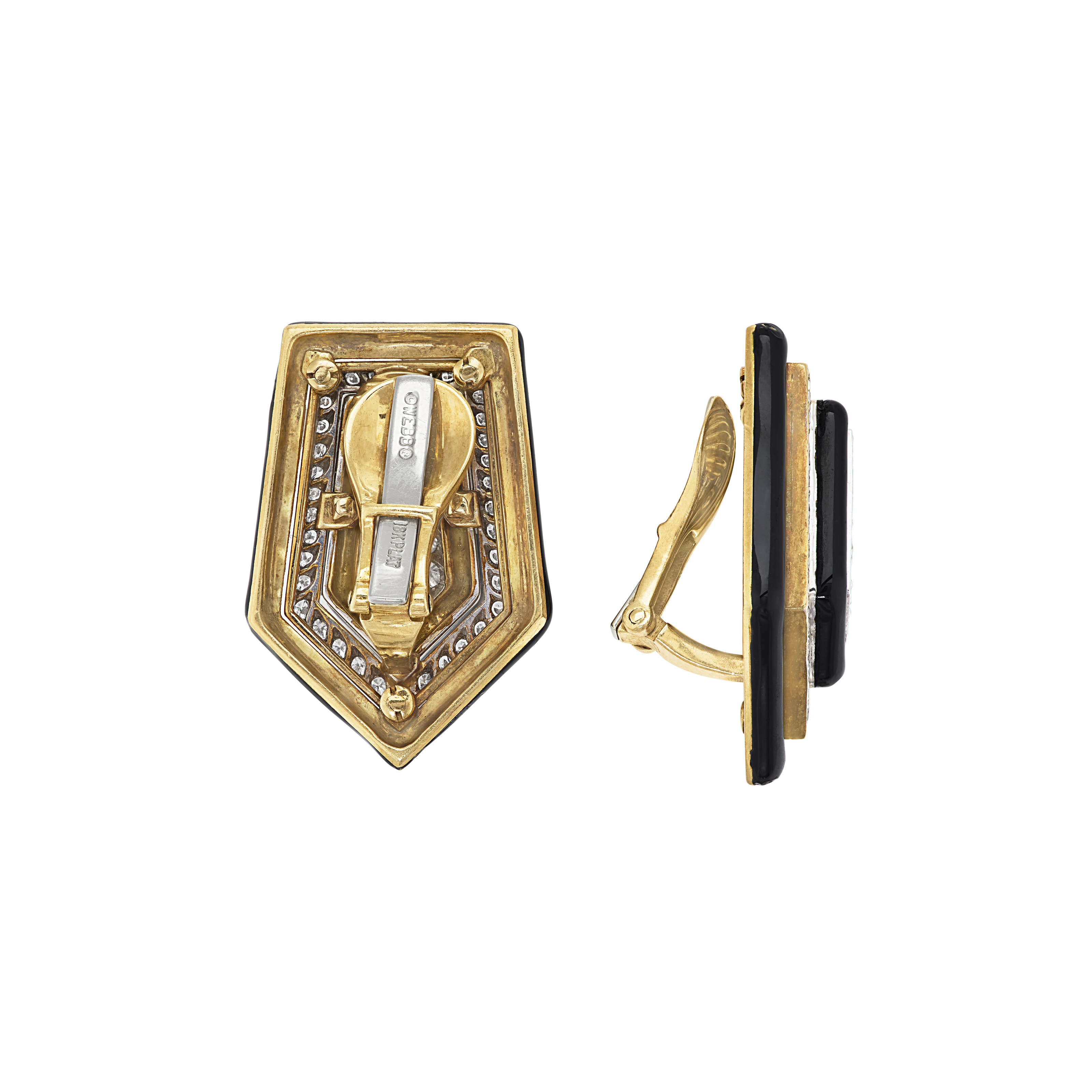 DAVID WEBB BLACK ENAMEL AND DIAMOND EARRINGS image 3