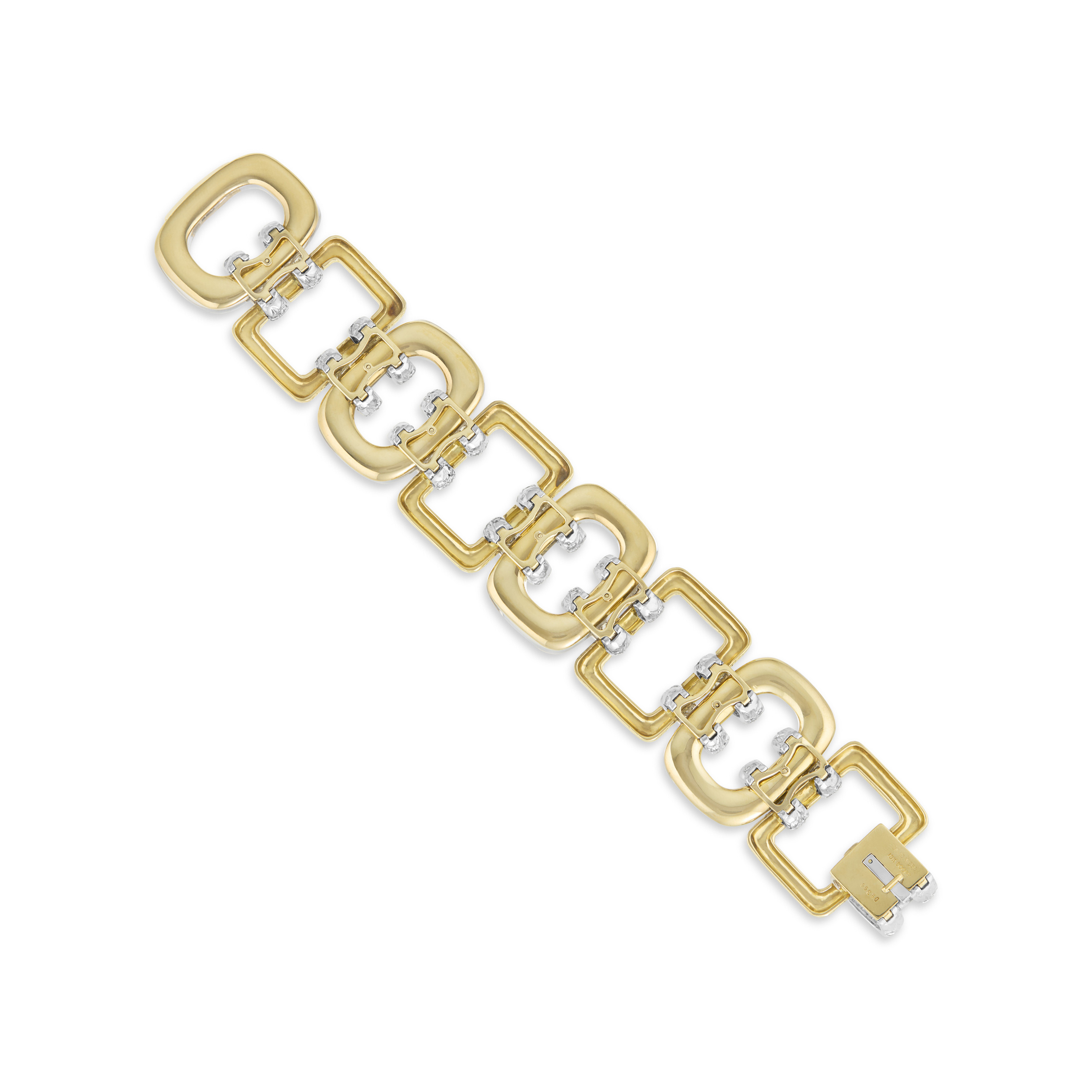 DAVID WEBB ROCK CRYSTAL, DIAMOND AND GOLD LINK BRACELET image 3