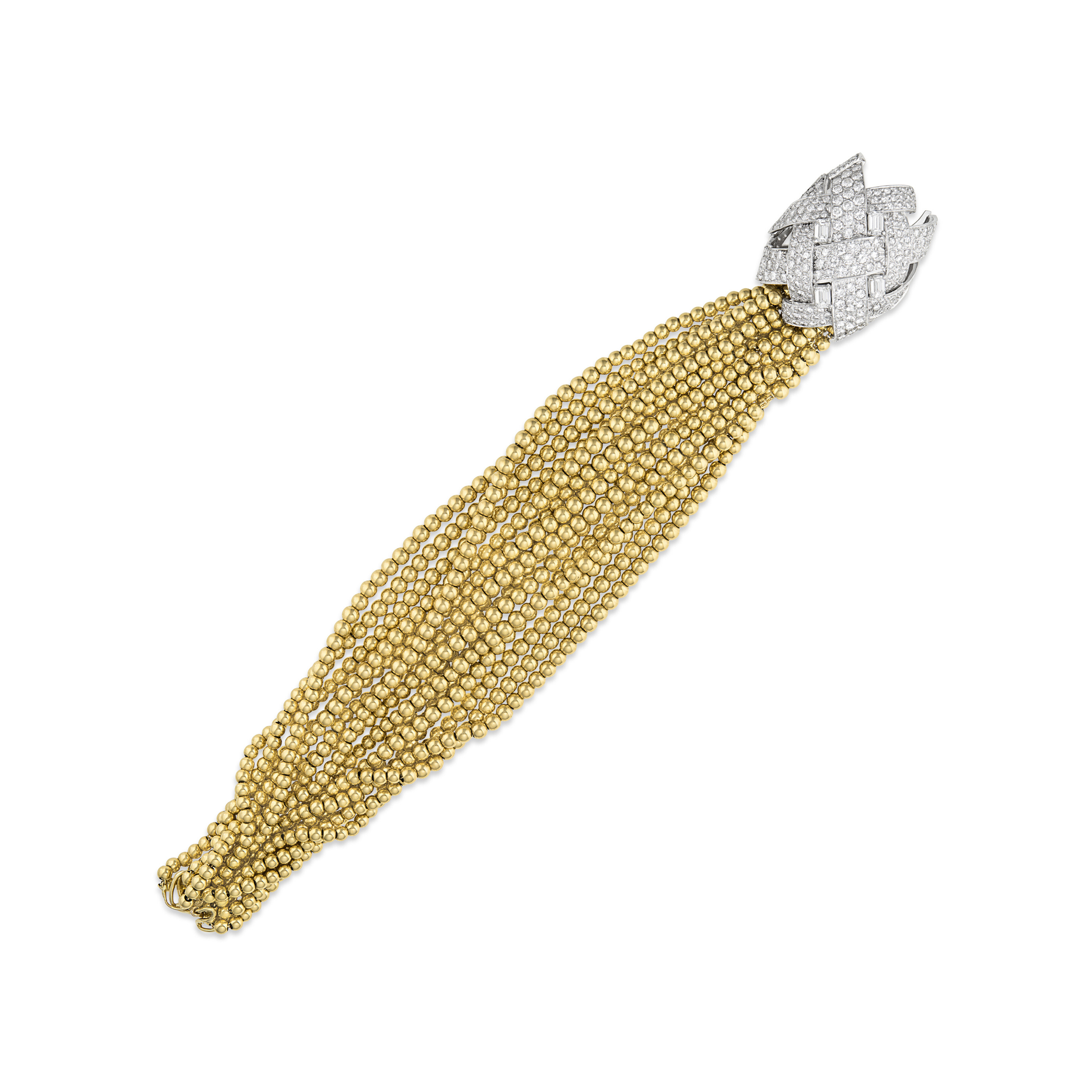 DAVID WEBB DIAMOND AND GOLD BEAD TORSADE BRACELET