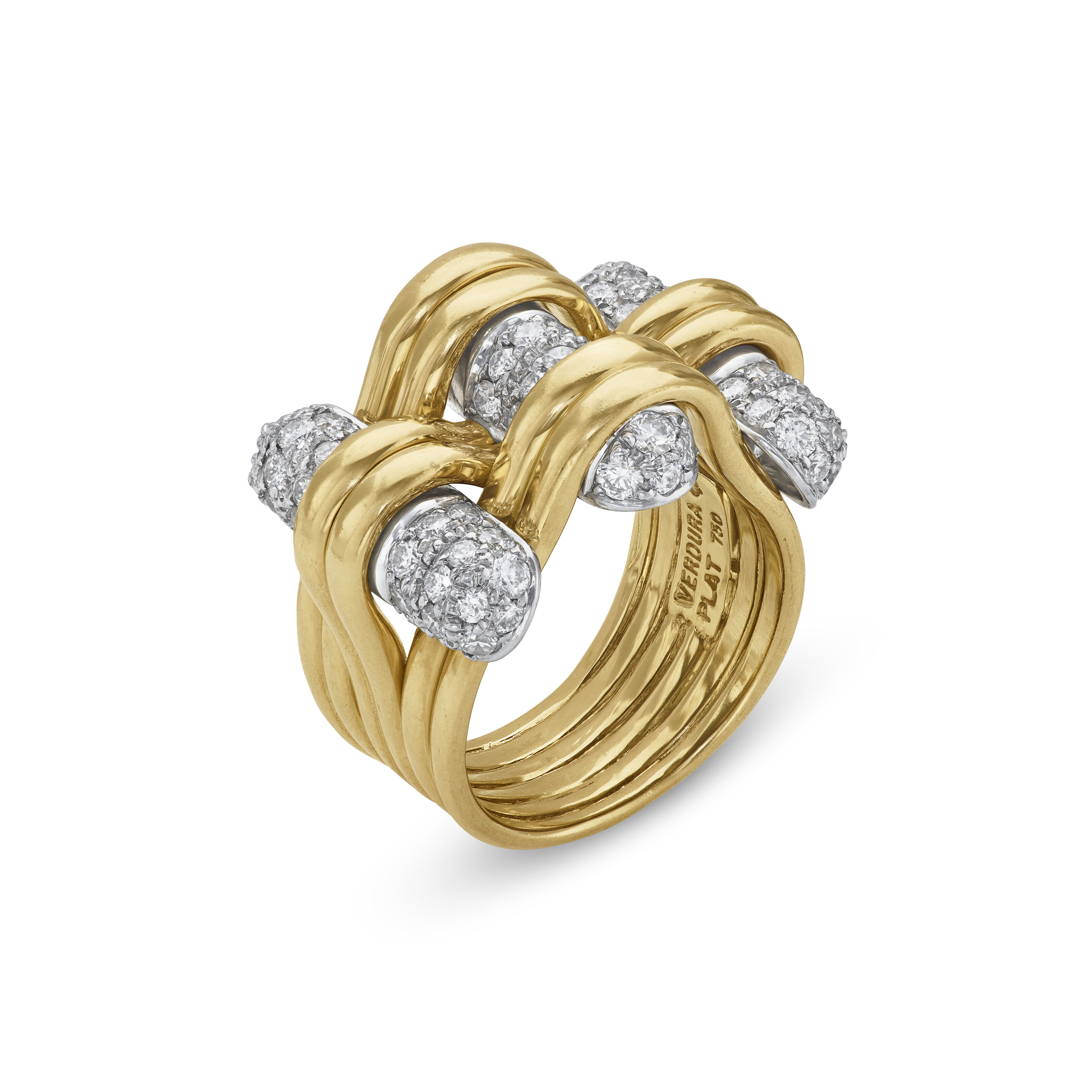VERDURA DIAMOND AND GOLD 'TRIO' RING