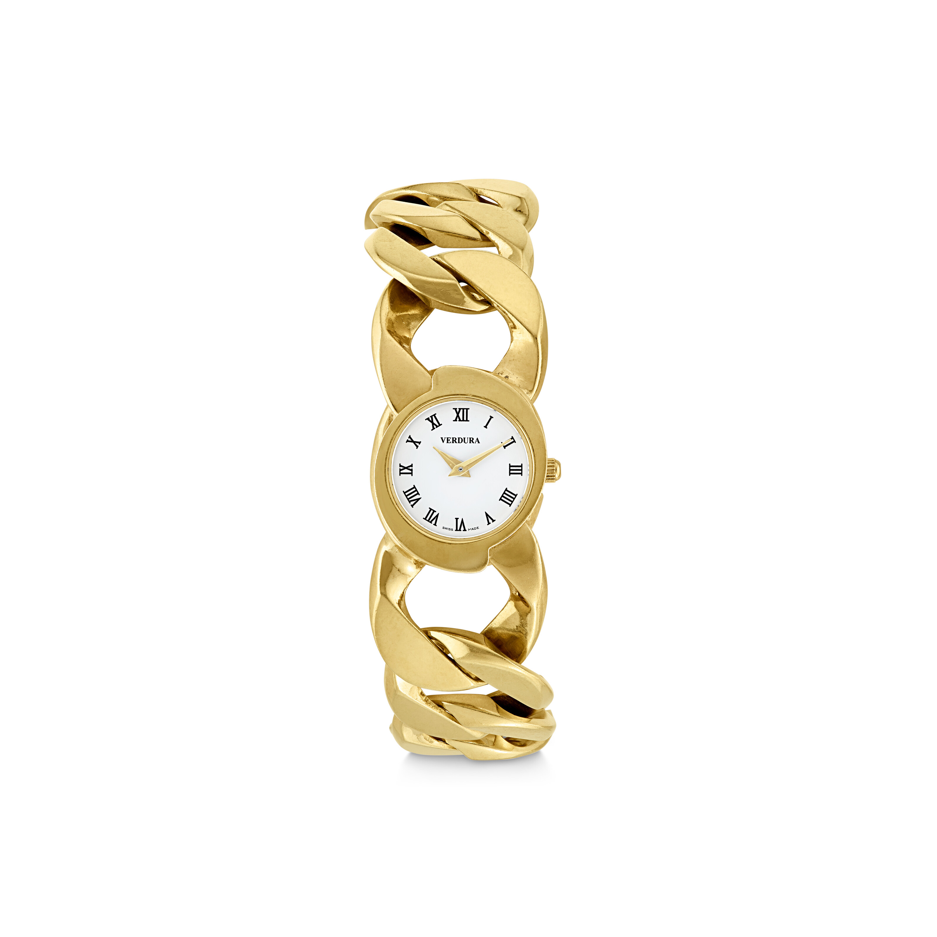 VERDURA GOLD ‘CURB-LINK’ BRACELET-WATCH