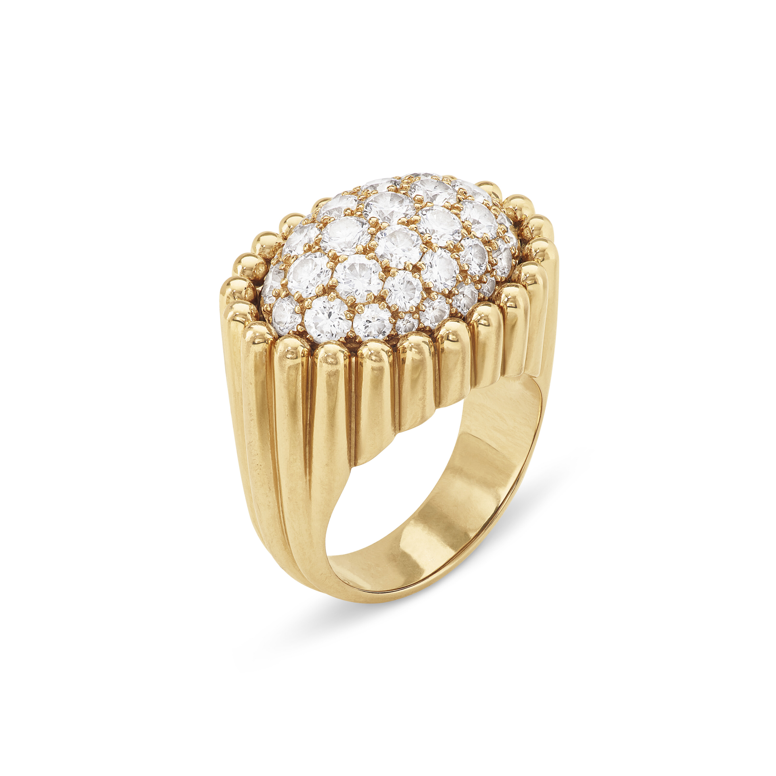 VAN CLEEF & ARPELS DIAMOND AND ROSE GOLD 'PERLÉE DIAMONDS PAVÉ' RING