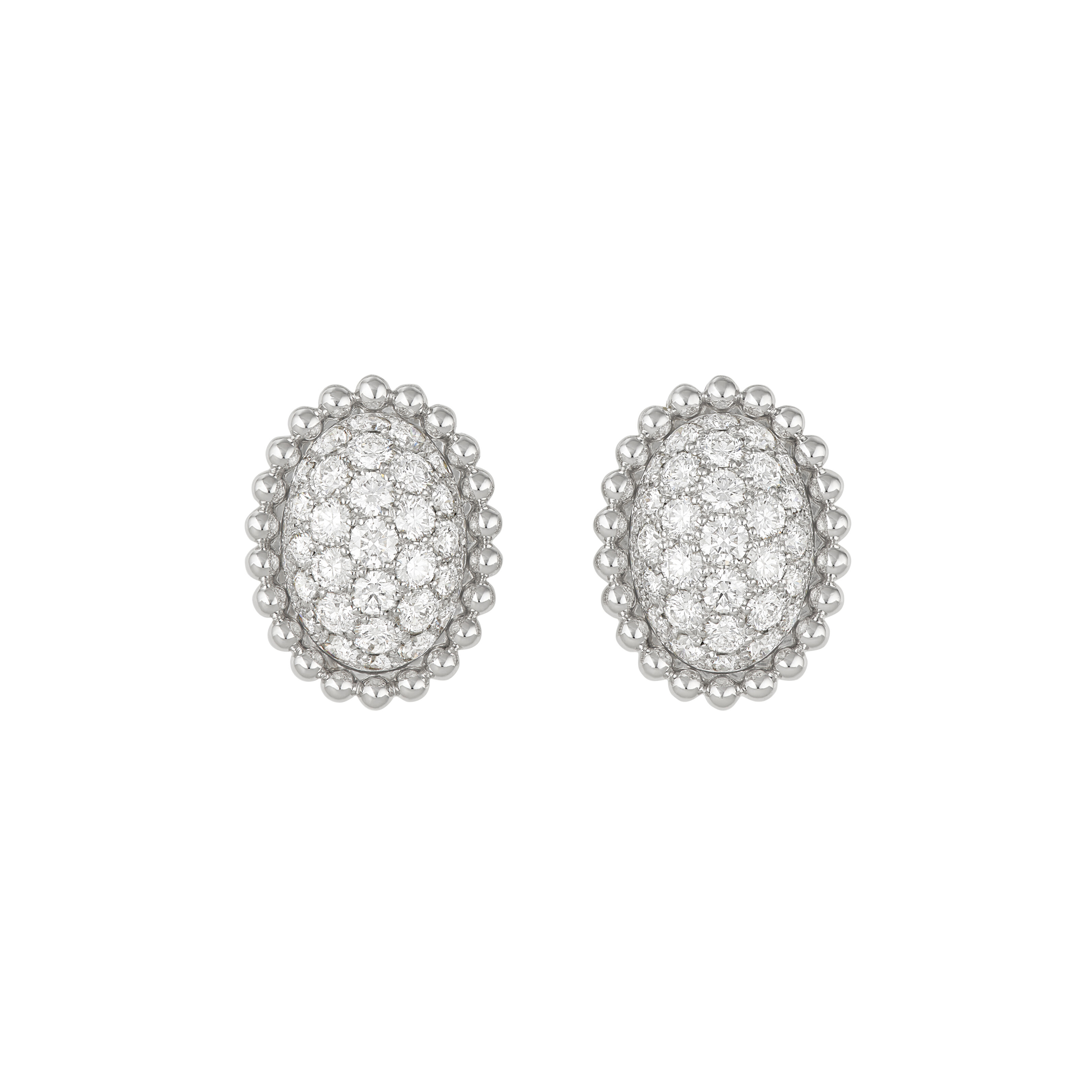VAN CLEEF & ARPELS DIAMOND AND WHITE GOLD 'PERLÉE DIAMONDS PAVÉ' EARRINGS