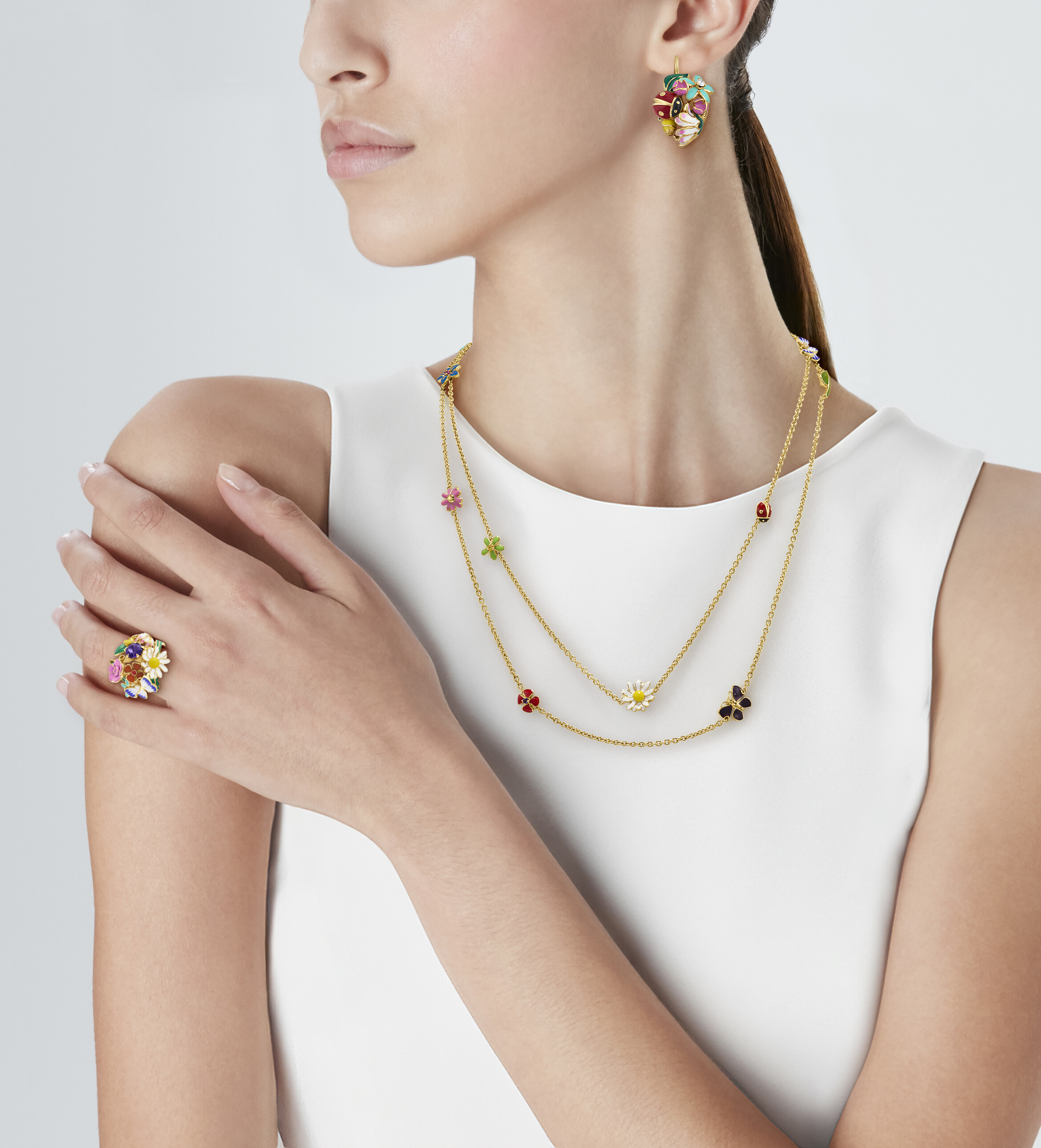 DIOR SUITE OF ENAMEL, DIAMOND AND MULTI-GEM 'DIORETTE' JEWELRY image 2