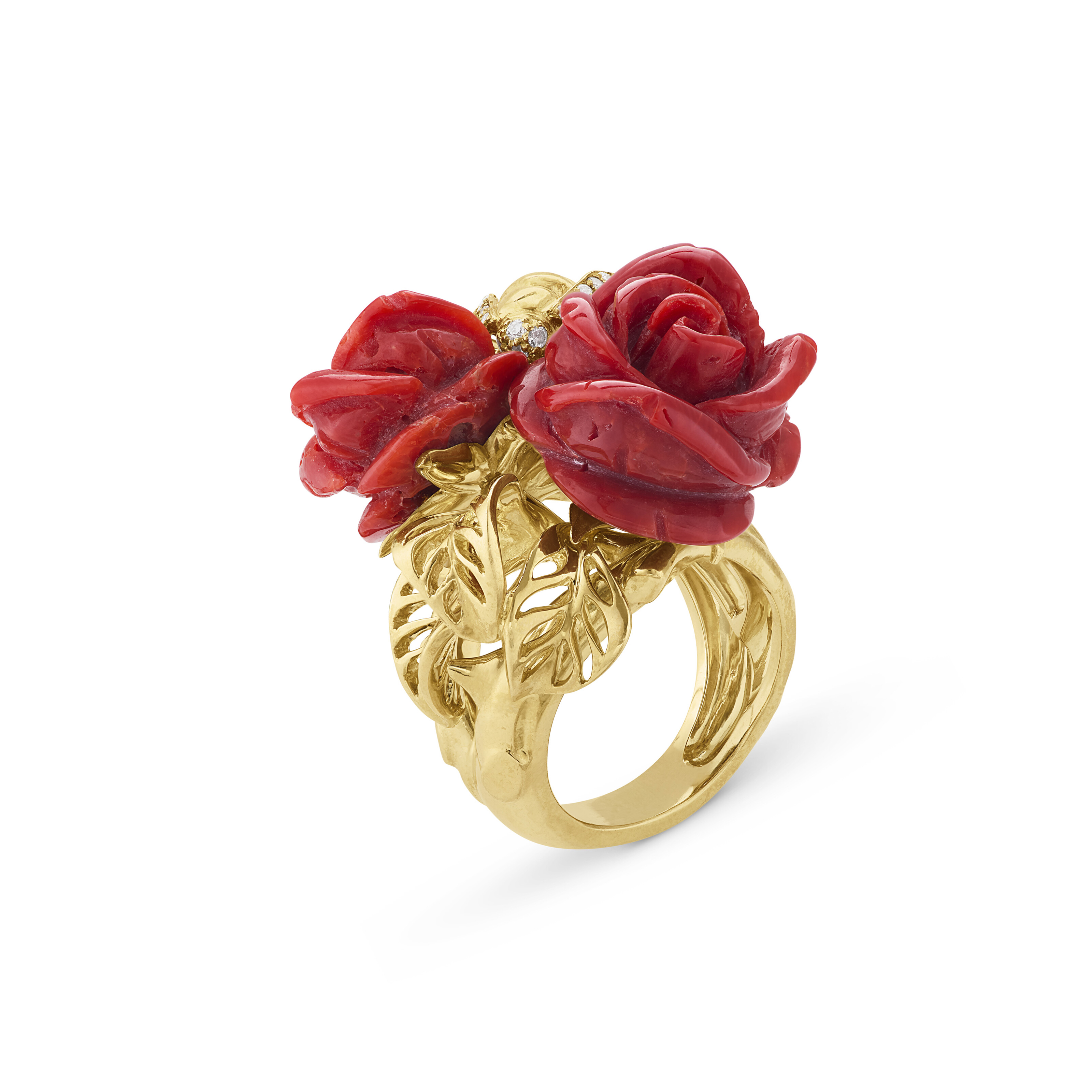 DIOR CORAL AND DIAMOND RING