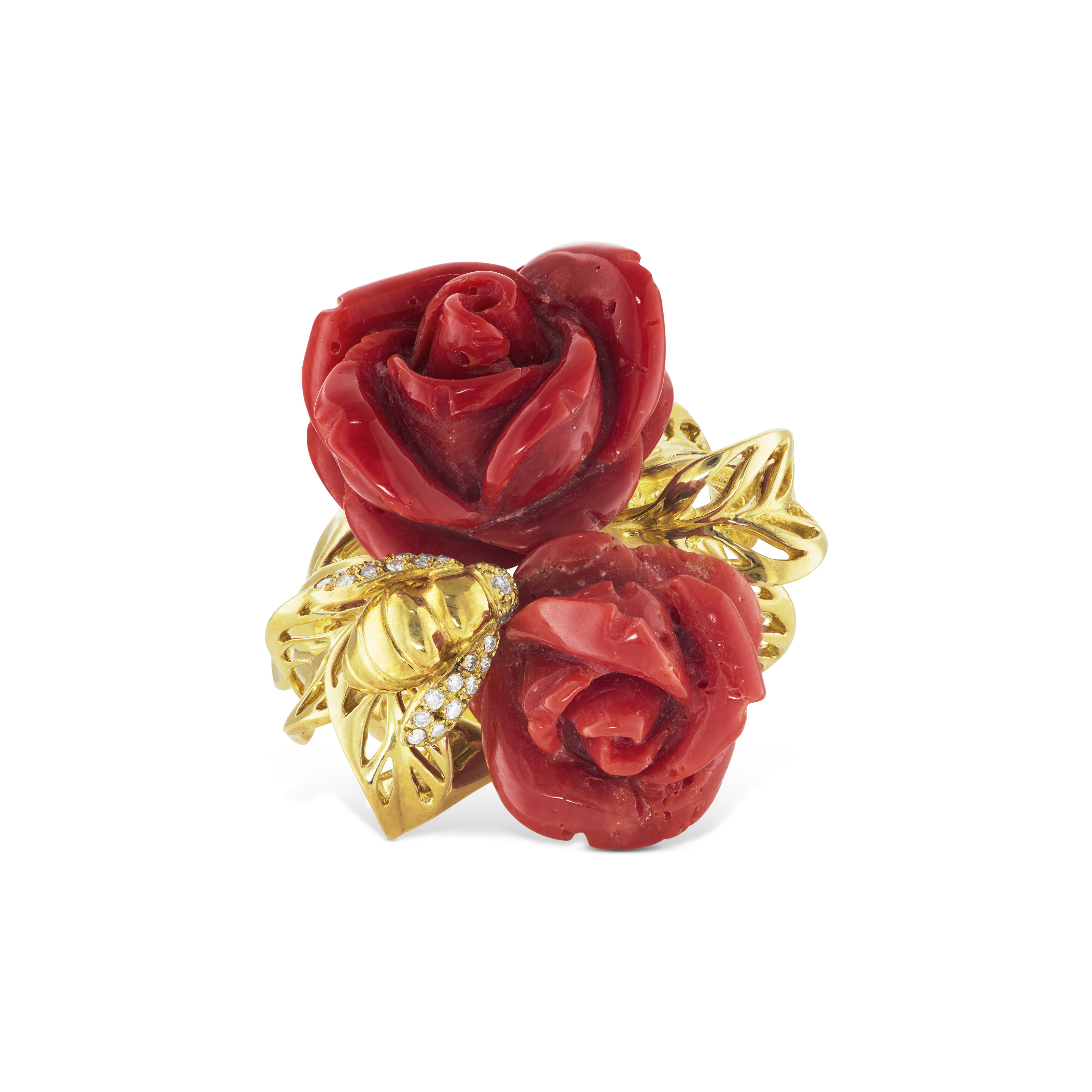 DIOR CORAL AND DIAMOND RING image 4