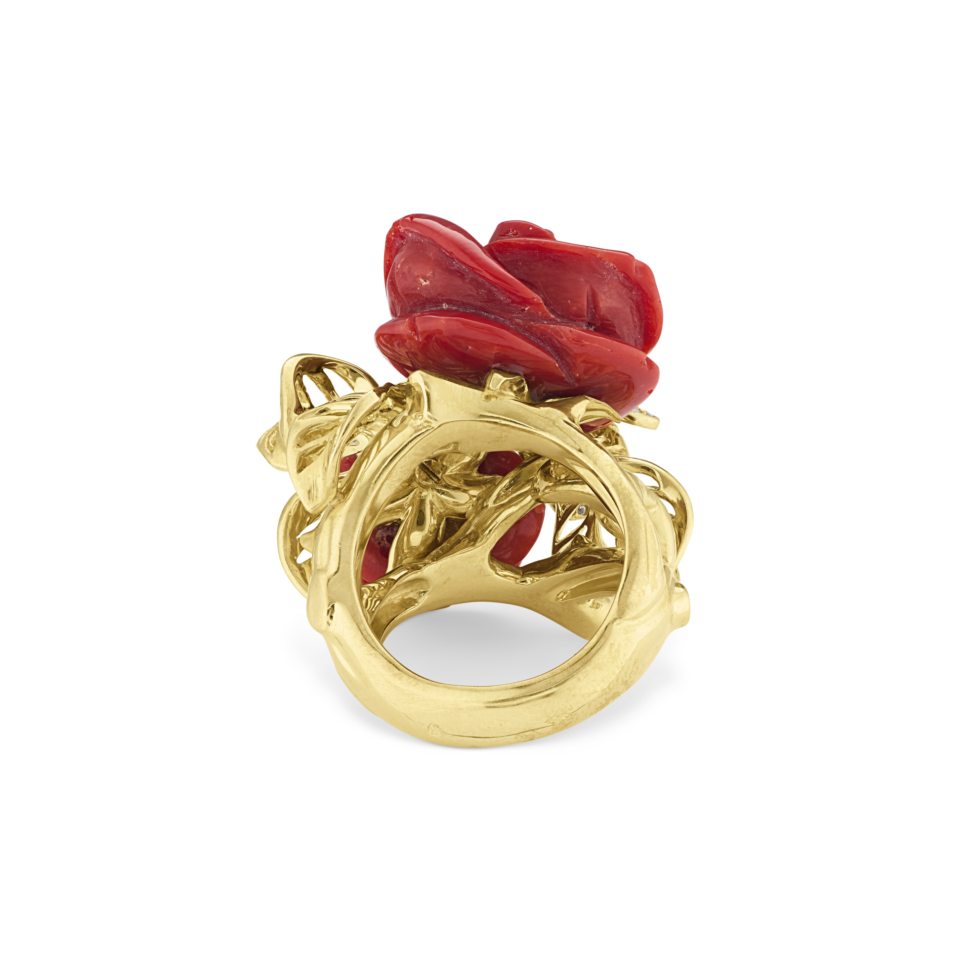 DIOR CORAL AND DIAMOND RING image 2