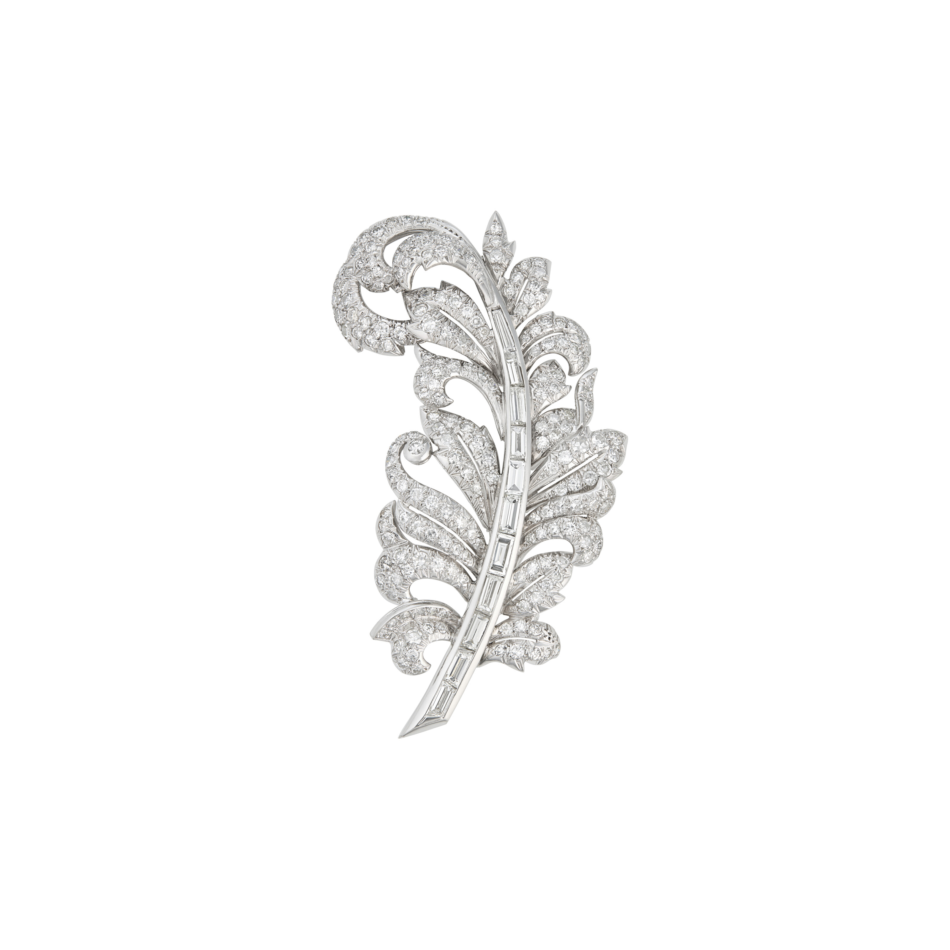 DIAMOND FEATHER BROOCH