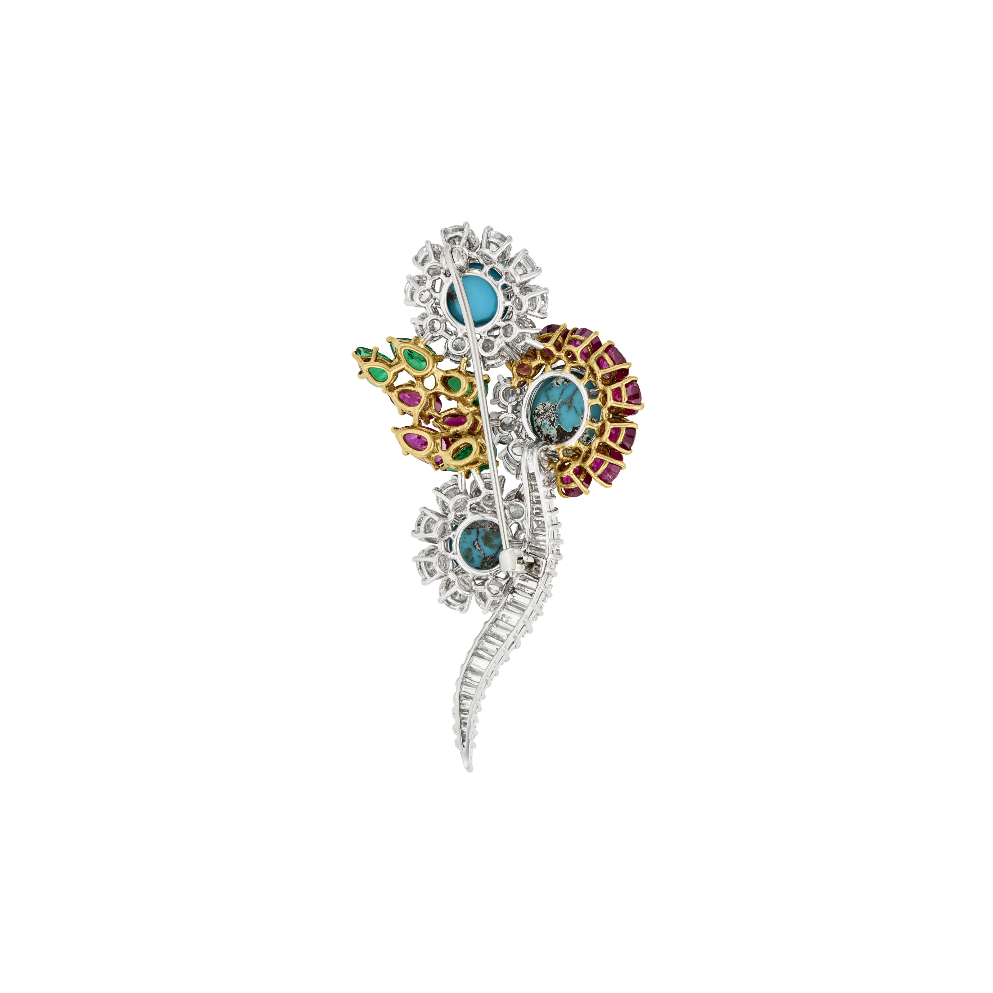 MULTI-GEM AND DIAMOND FLOWER BROOCH image 3