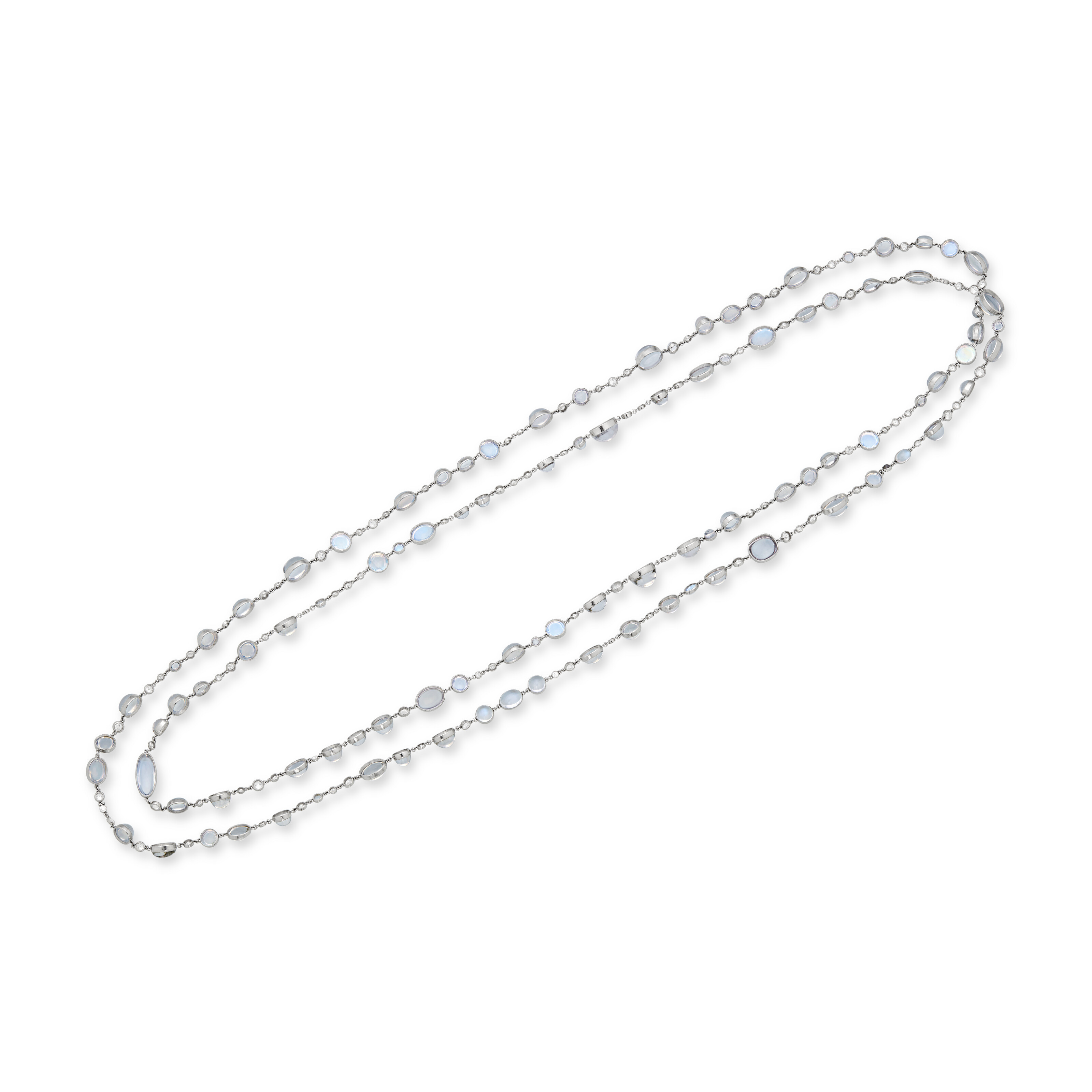 MOONSTONE AND DIAMOND LONGCHAIN NECKLACE image 3