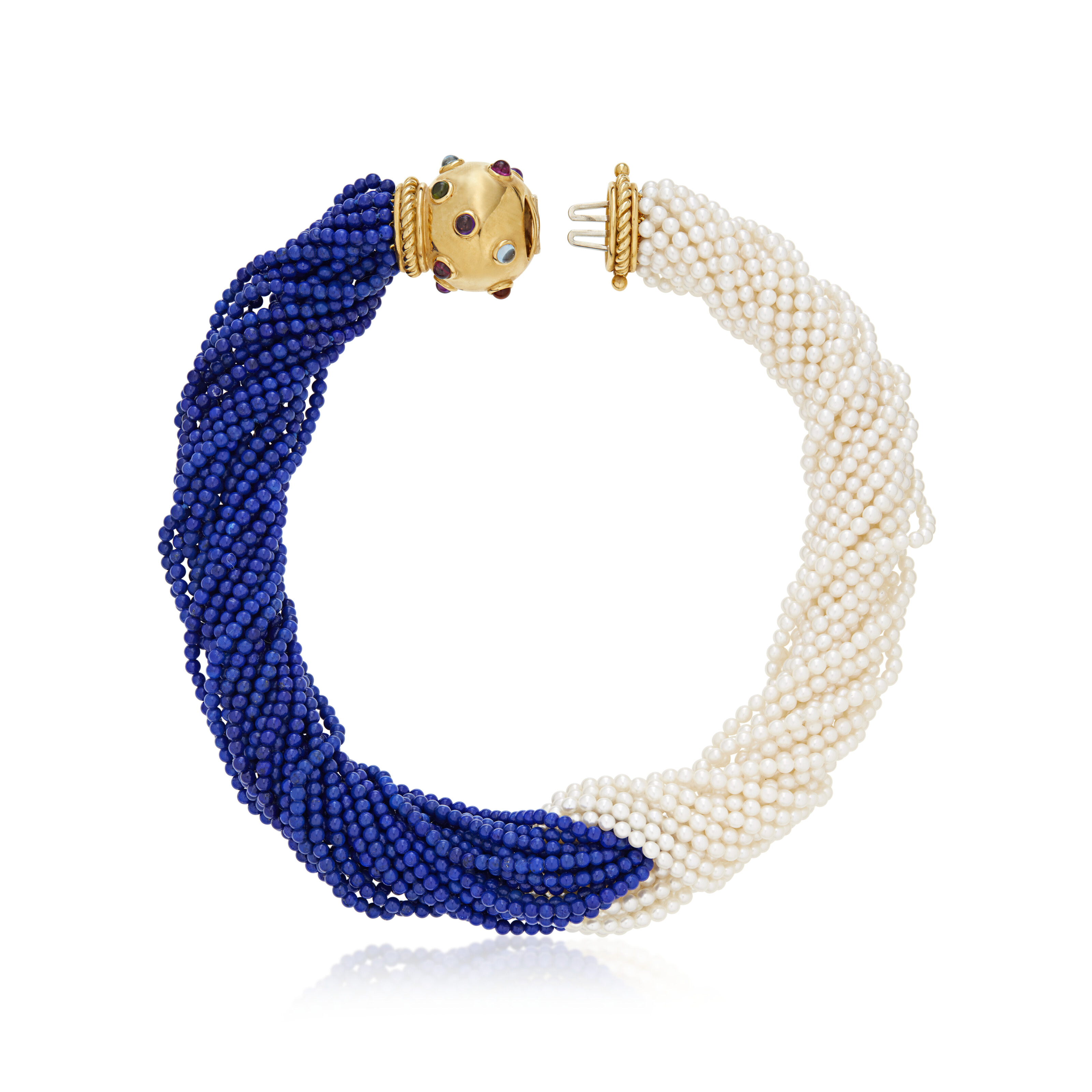 TIFFANY & CO., PALOMA PICASSO CULTURED PEARL, LAPIS LAZULI AND MULTI-GEM NECKLACE image 3