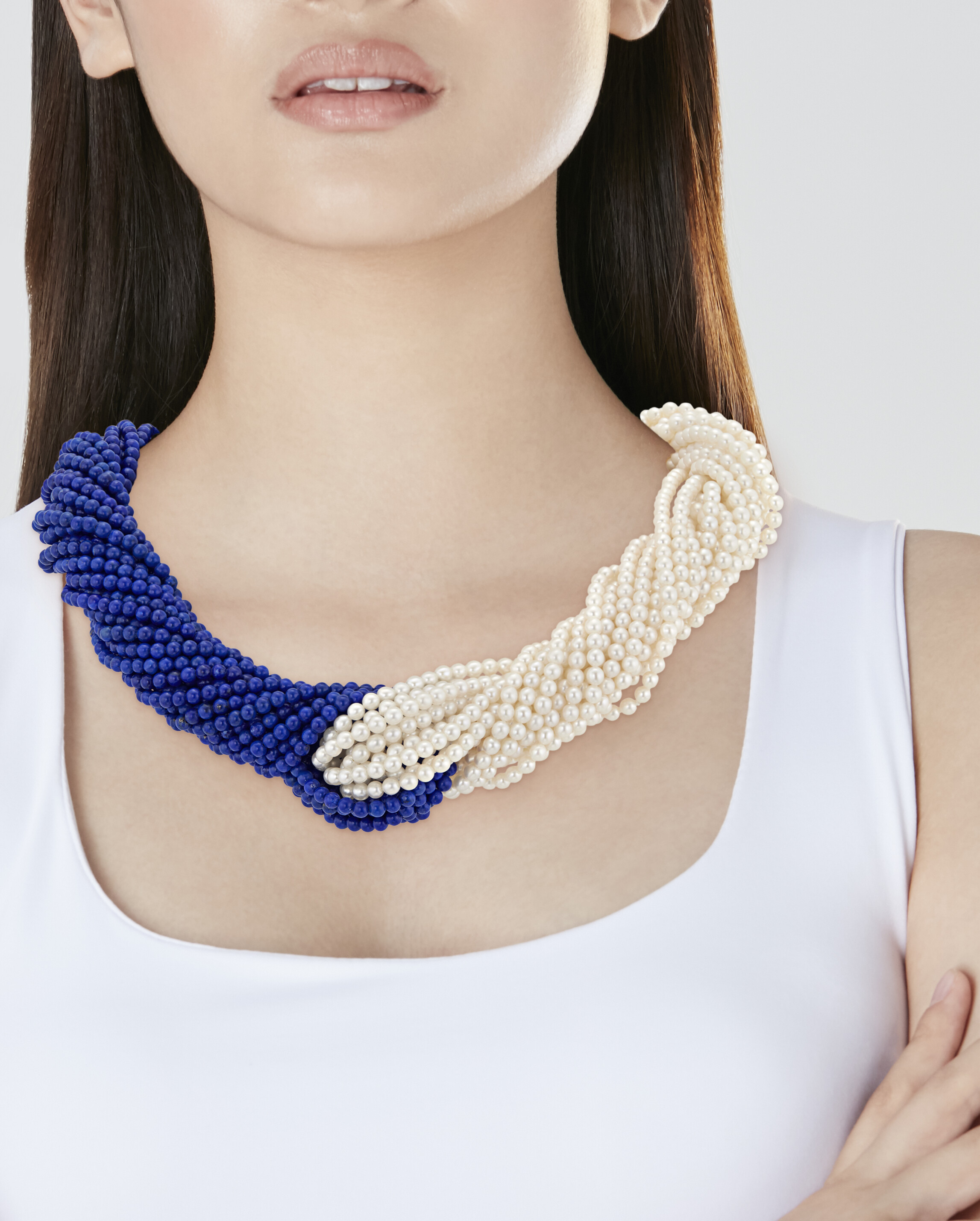 TIFFANY & CO., PALOMA PICASSO CULTURED PEARL, LAPIS LAZULI AND MULTI-GEM NECKLACE image 2