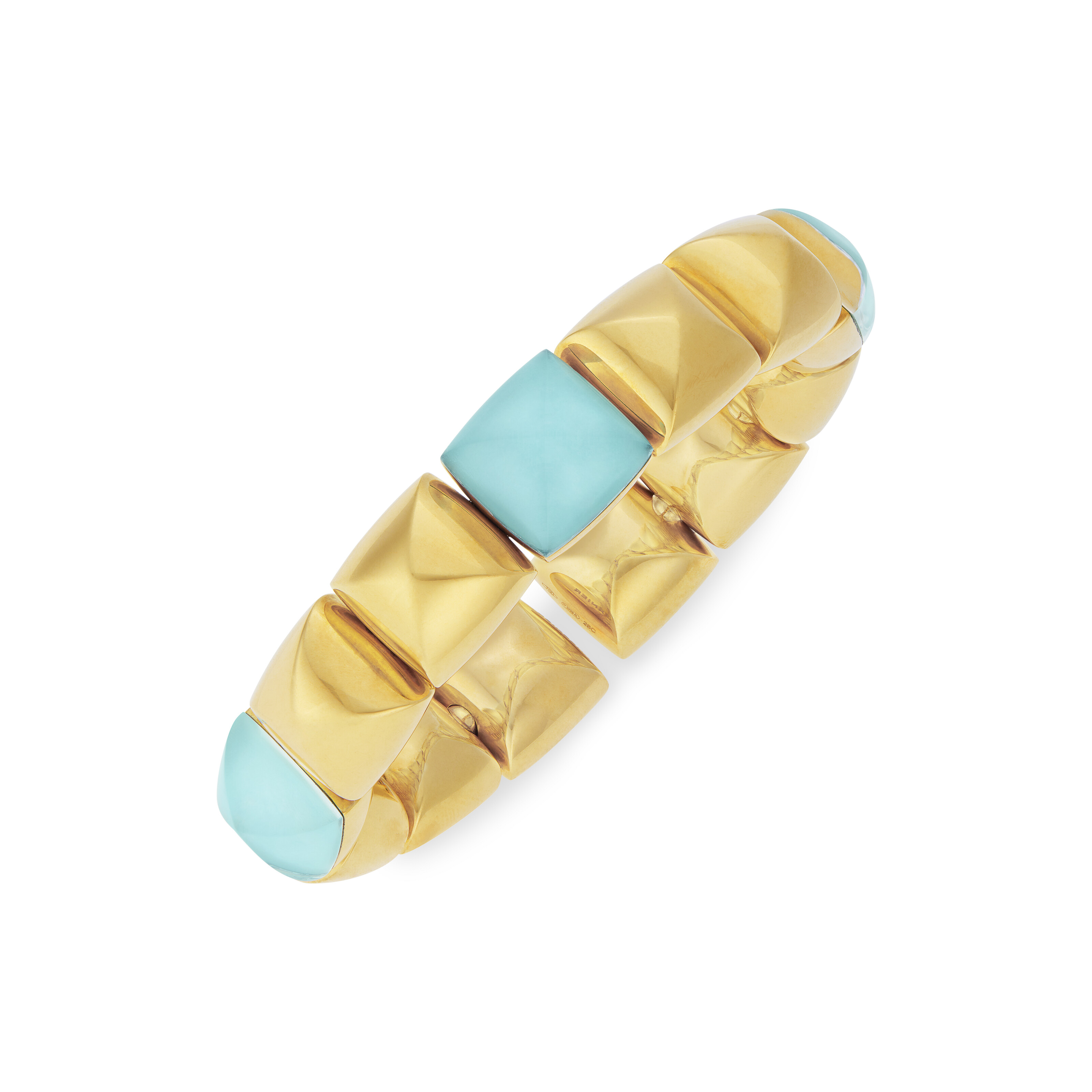 VHERNIER SET OF GOLD AND TURQUOISE 'PAN DI ZUCCHERO' CUFF BRACELETS image 5
