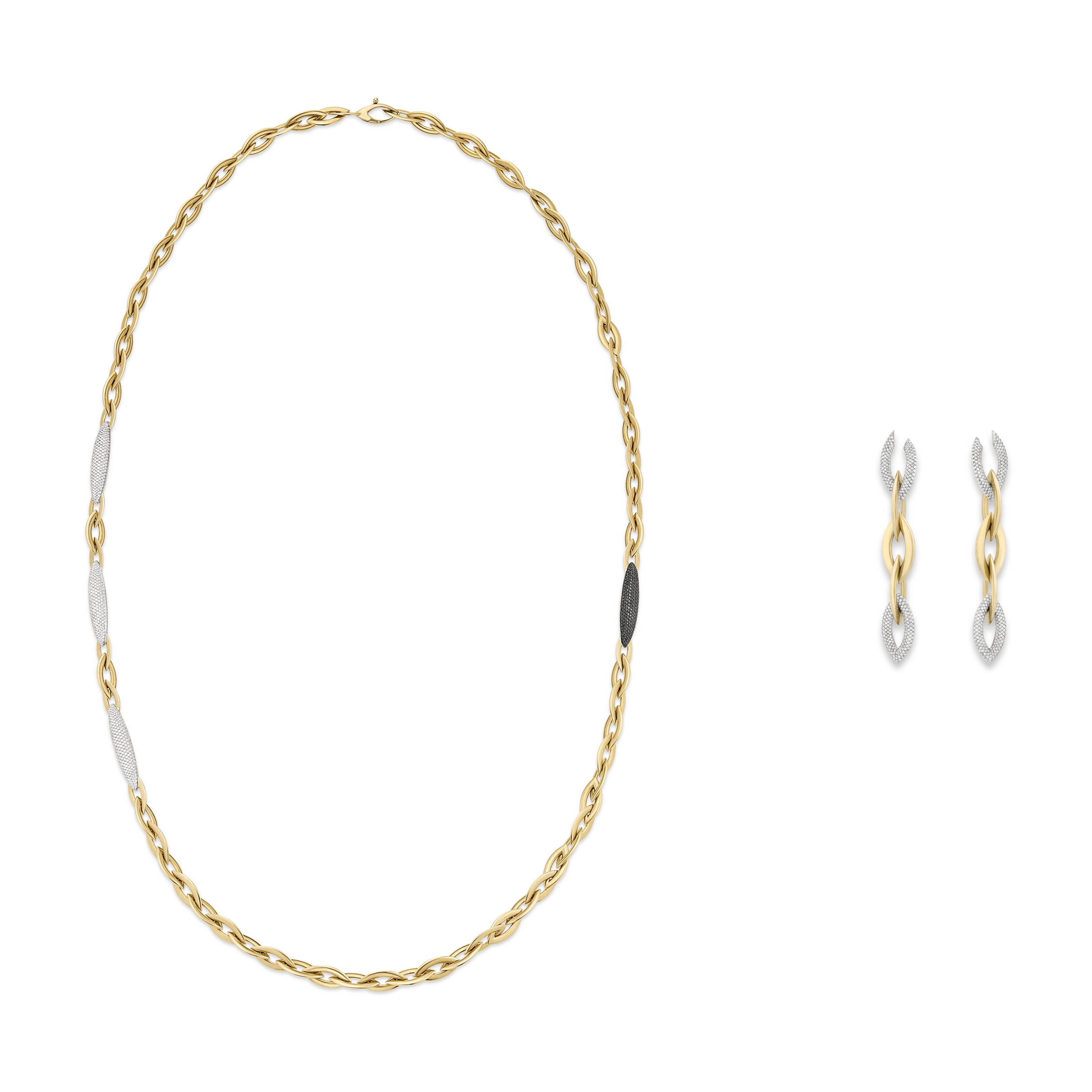 VHERNIER SET OF DIAMOND AND COLORED DIAMOND ‘FUSEAU’ JEWELRY