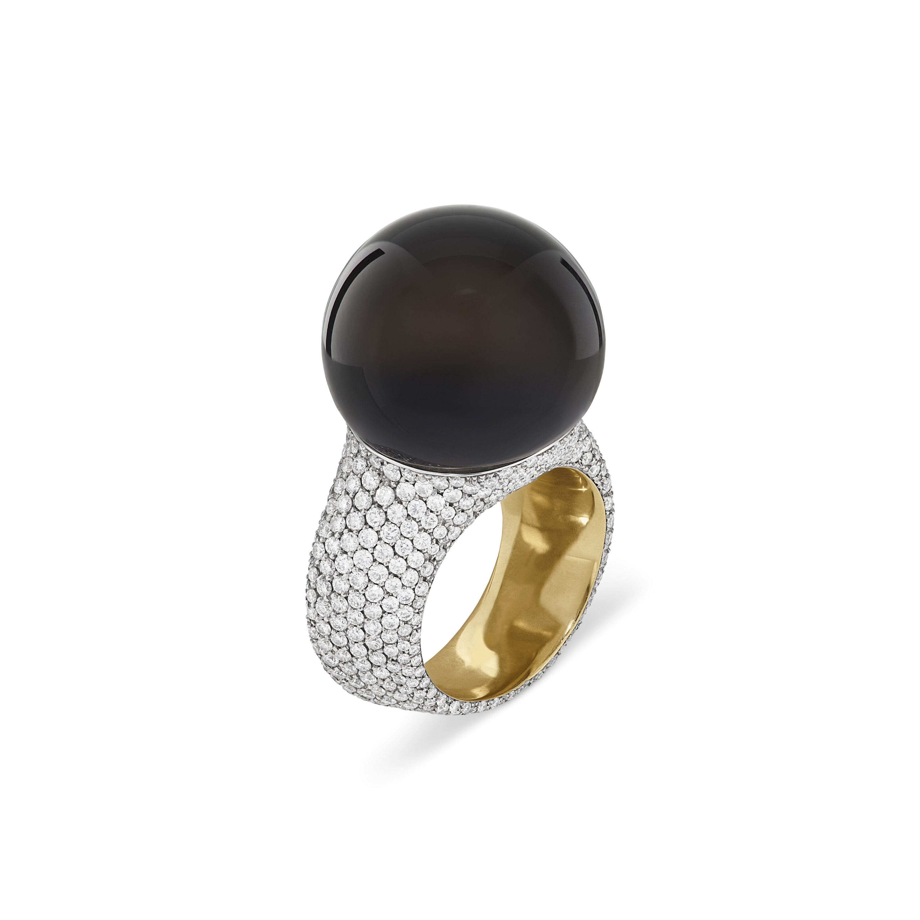 VHERNIER SMOKY QUARTZ AND DIAMOND ‘RE SOLE’ RING
