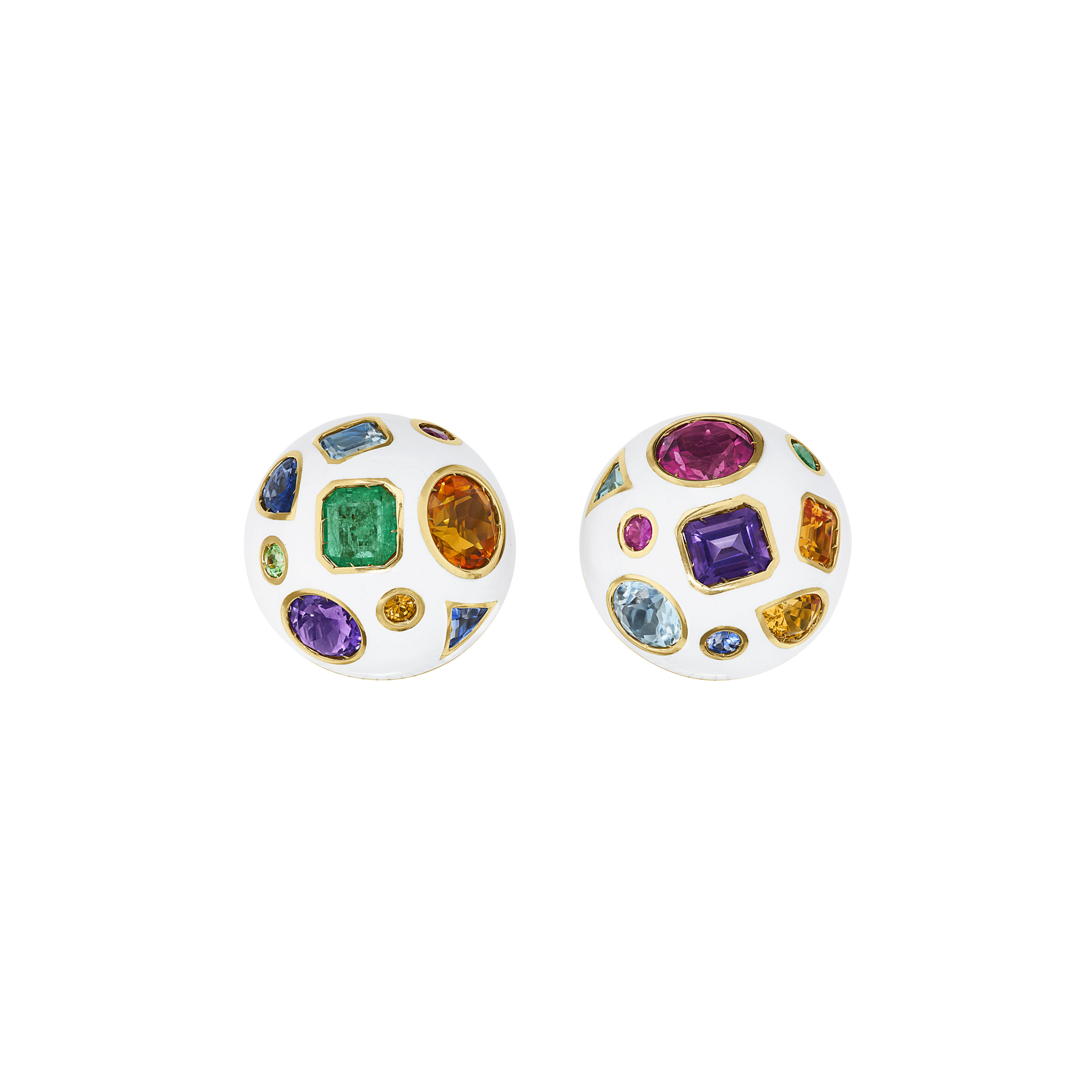 VERDURA MULTI-GEM AND ENAMEL 'FULCO' EARRINGS