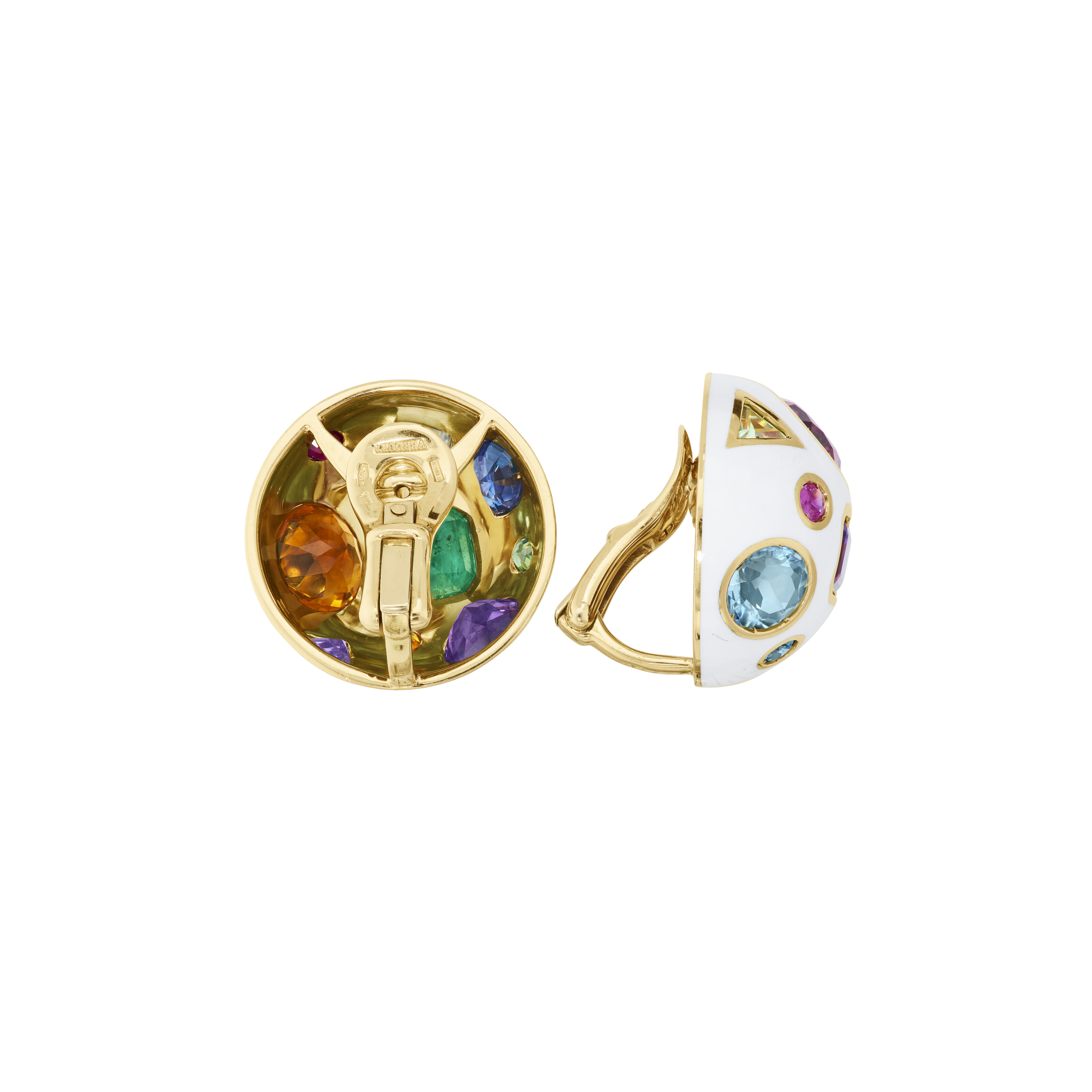 VERDURA MULTI-GEM AND ENAMEL 'FULCO' EARRINGS image 3