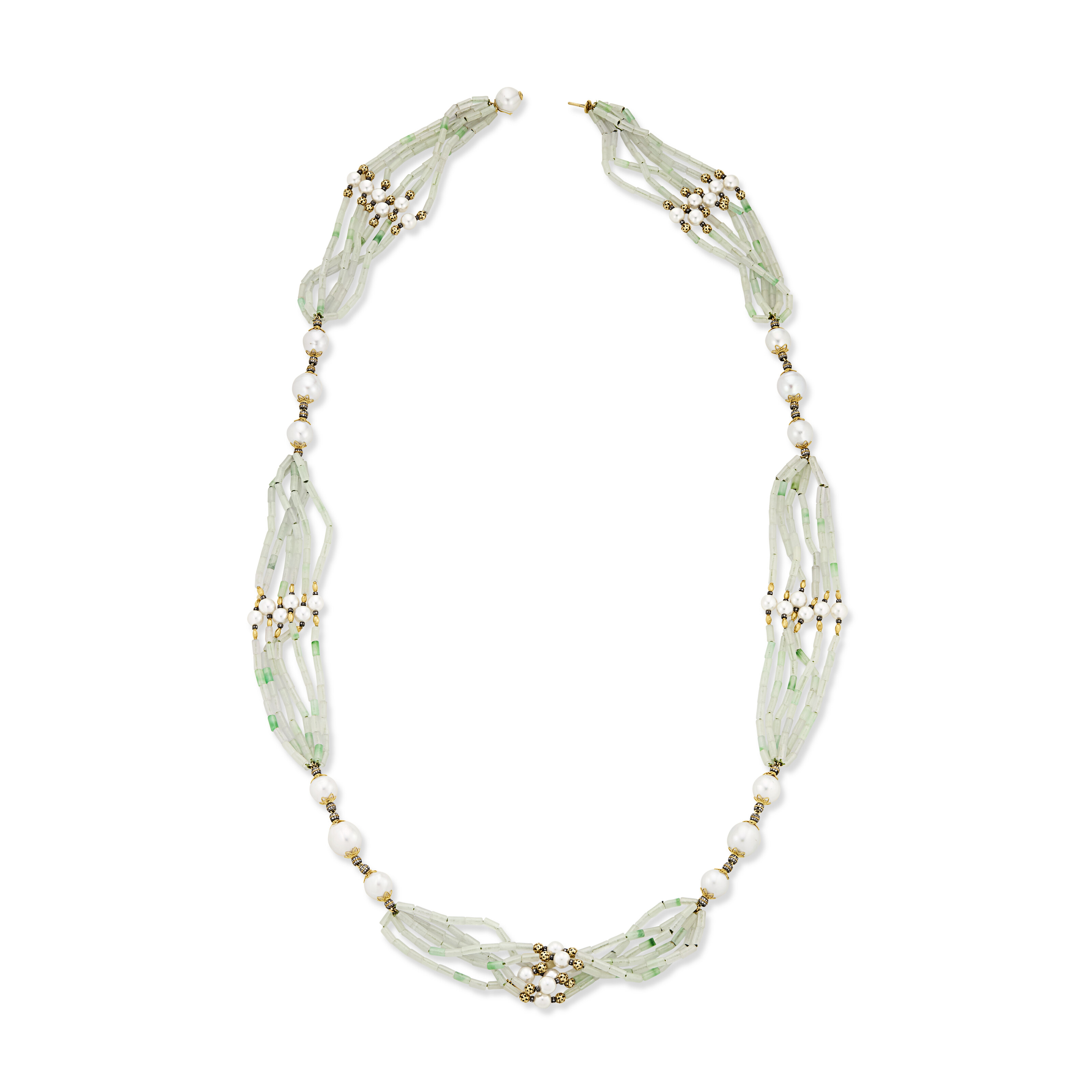VERDURA CULTURED PEARL, JADE AND DIAMOND LONGCHAIN MULTI-STRAND NECKLACE image 3