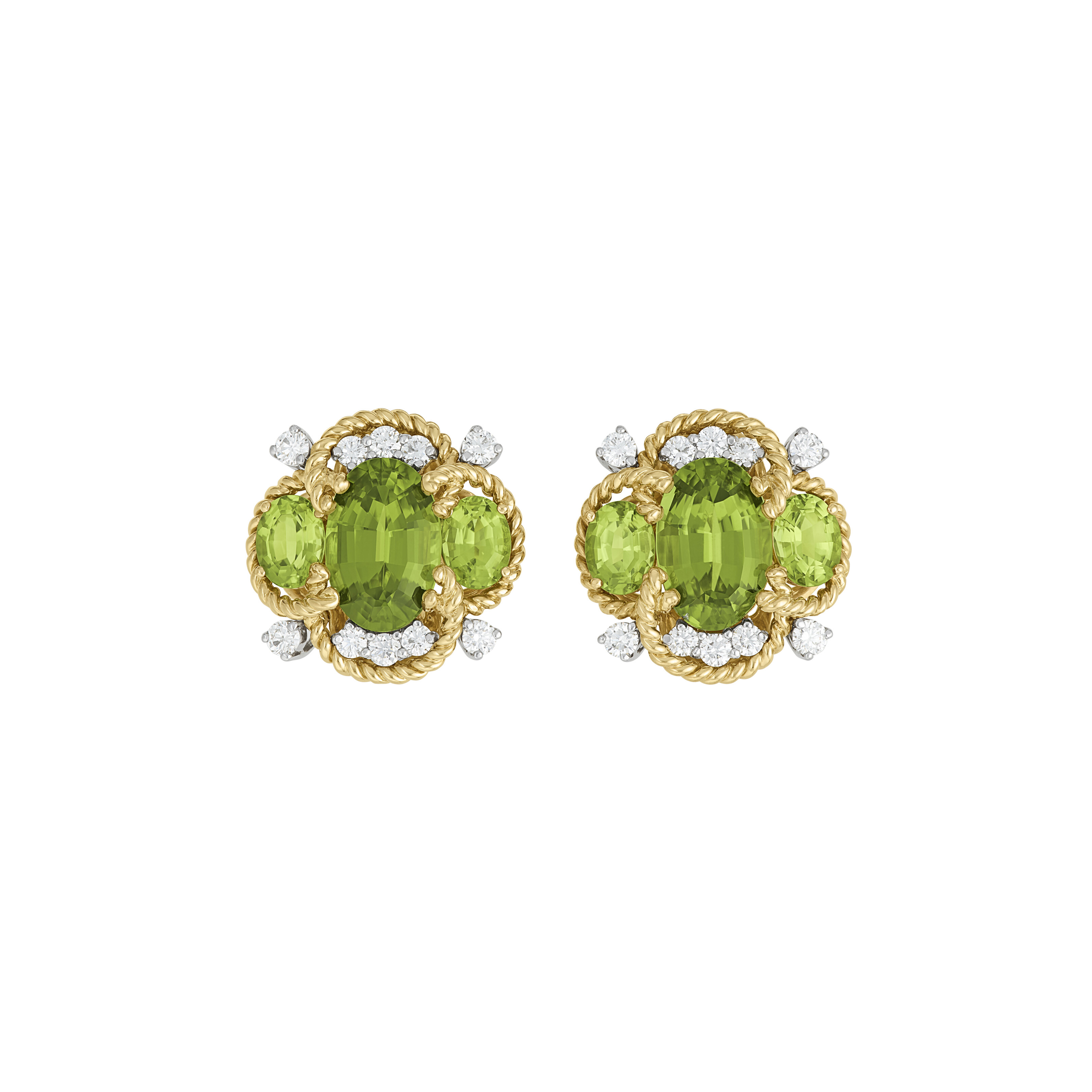 VERDURA PERIDOT AND DIAMOND 'QUATREFOIL' EARRINGS