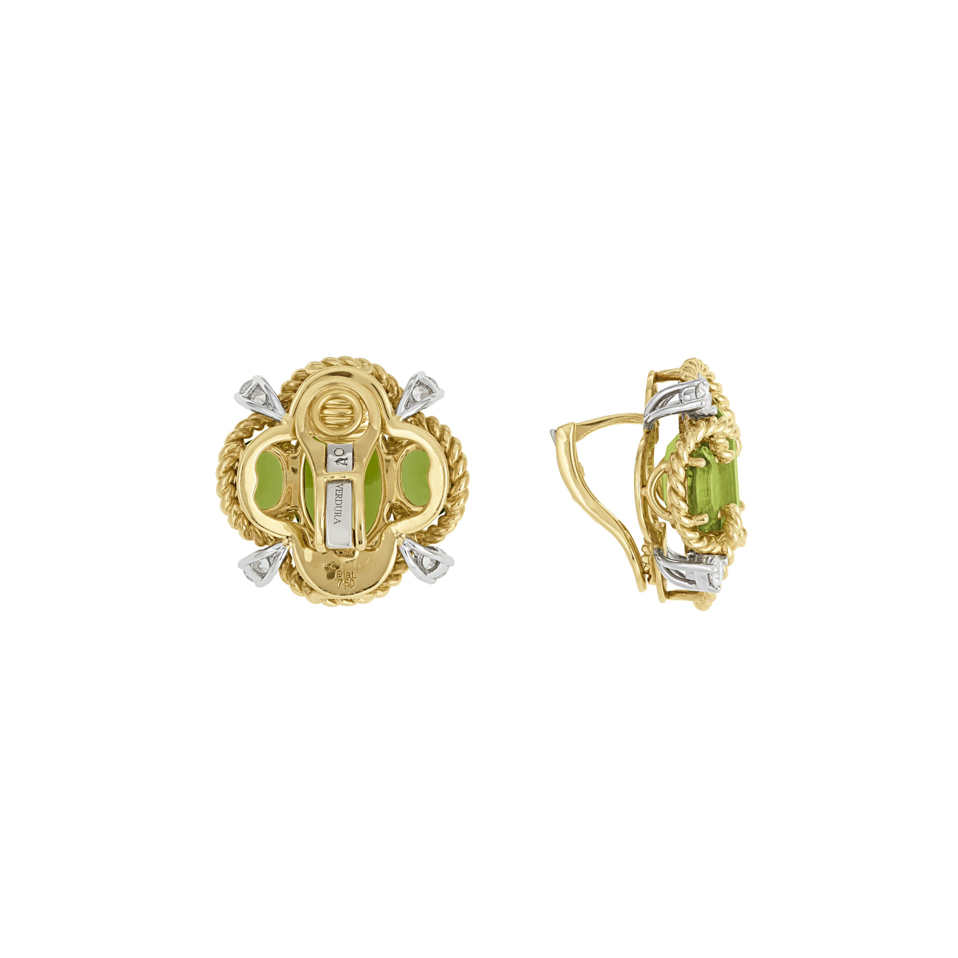 VERDURA PERIDOT AND DIAMOND 'QUATREFOIL' EARRINGS image 3