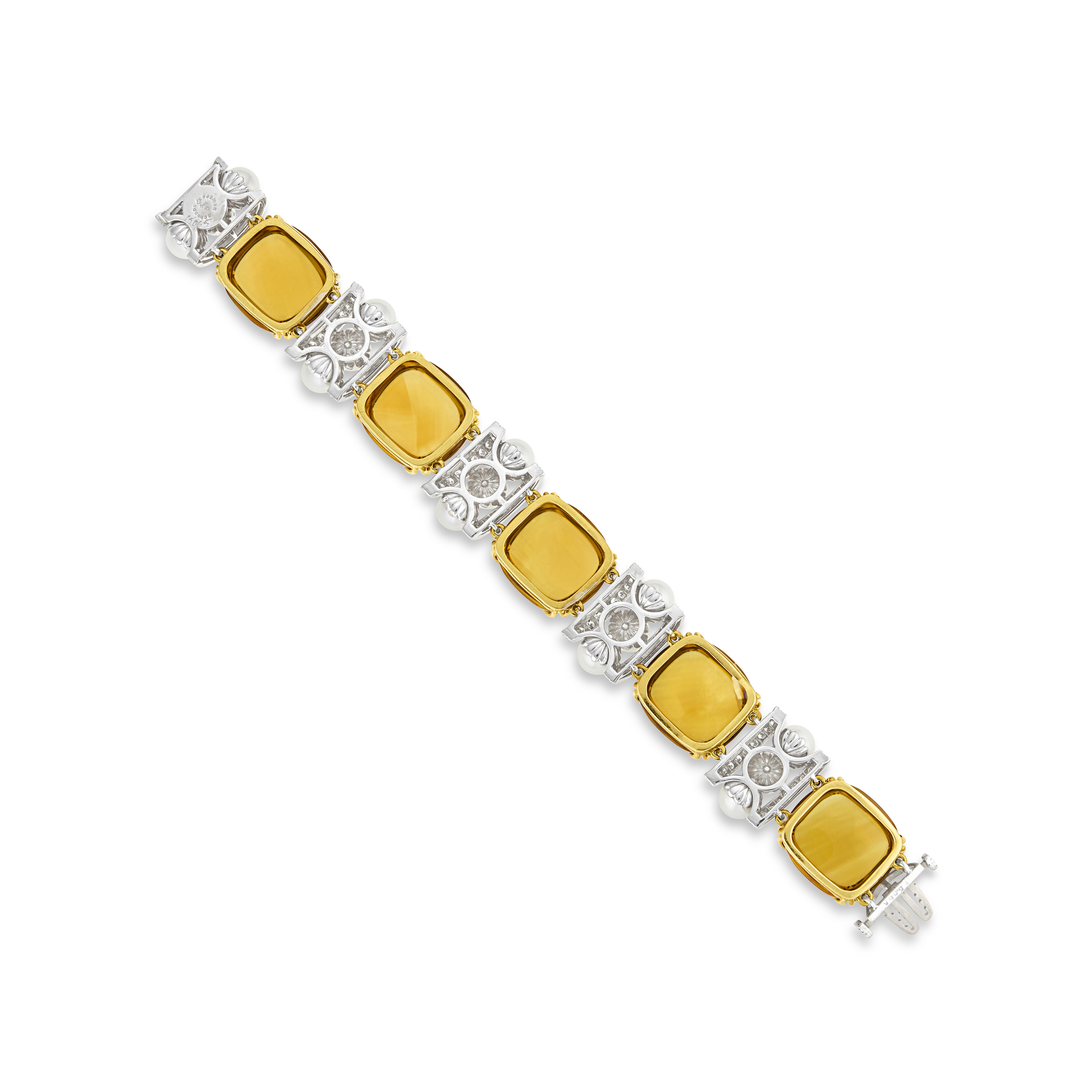 SEAMAN SCHEPPS CITRINE, CULTURED PEARL AND DIAMOND BRACELET image 3