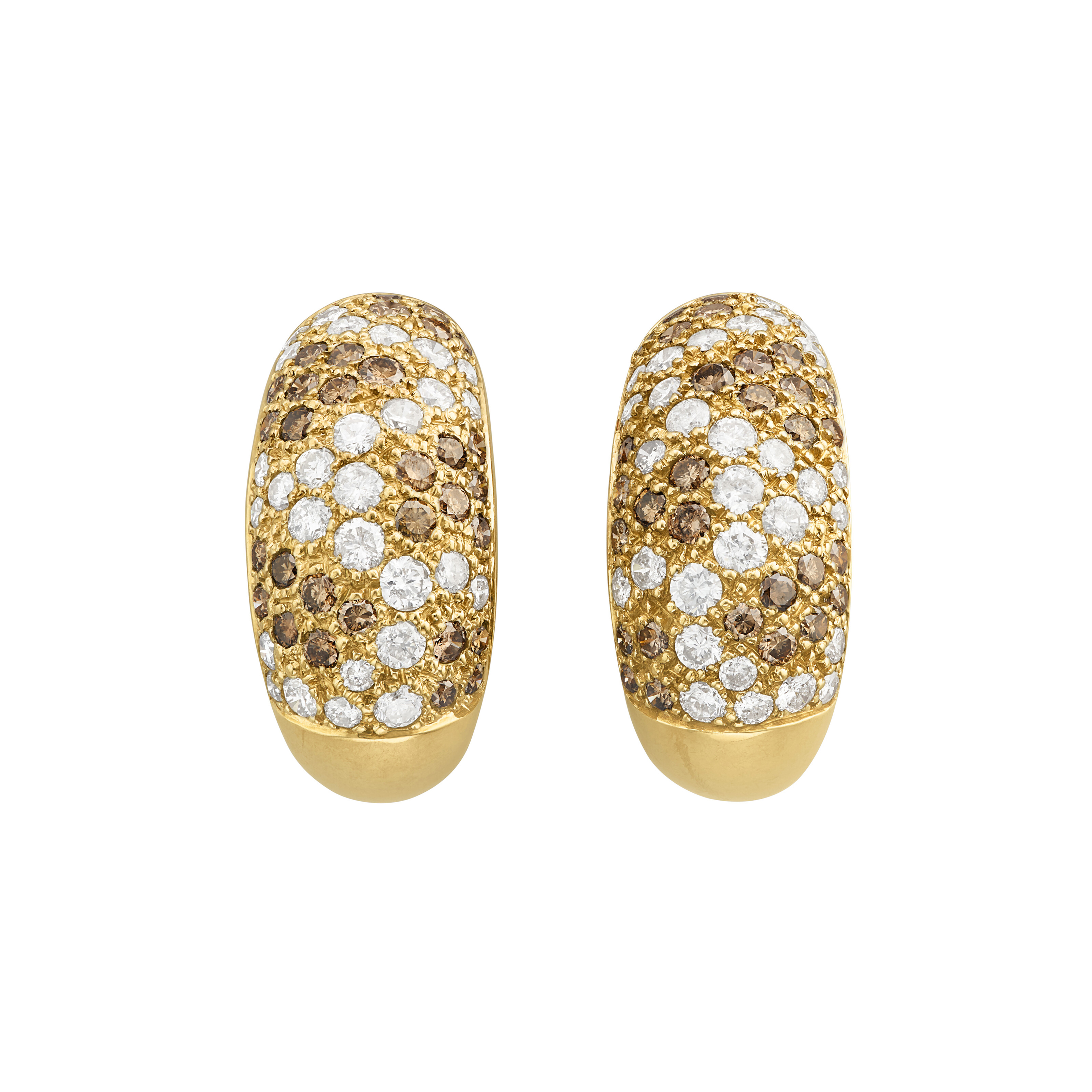 CARTIER COLORED DIAMOND AND DIAMOND HOOP EARRINGS