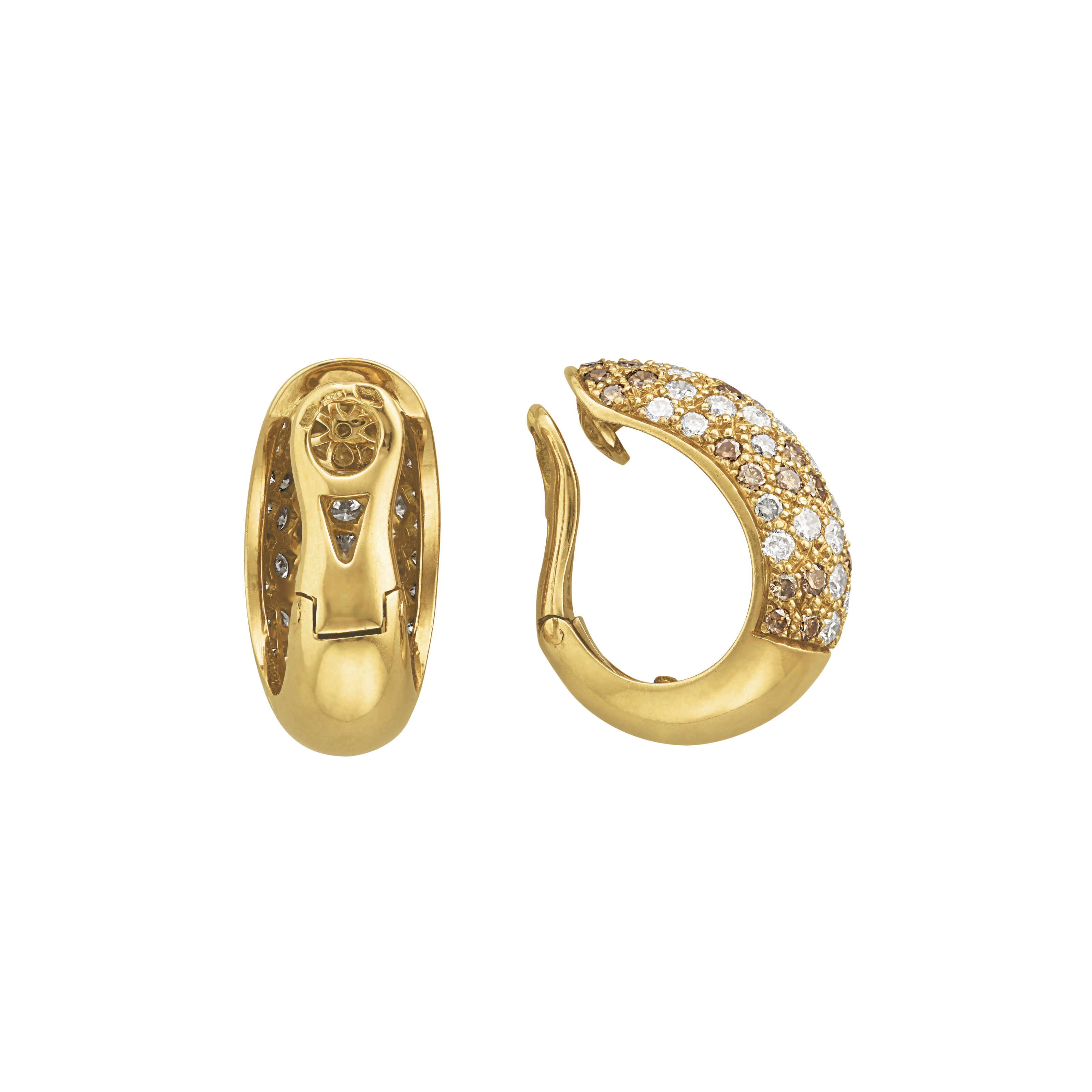 CARTIER COLORED DIAMOND AND DIAMOND HOOP EARRINGS image 3