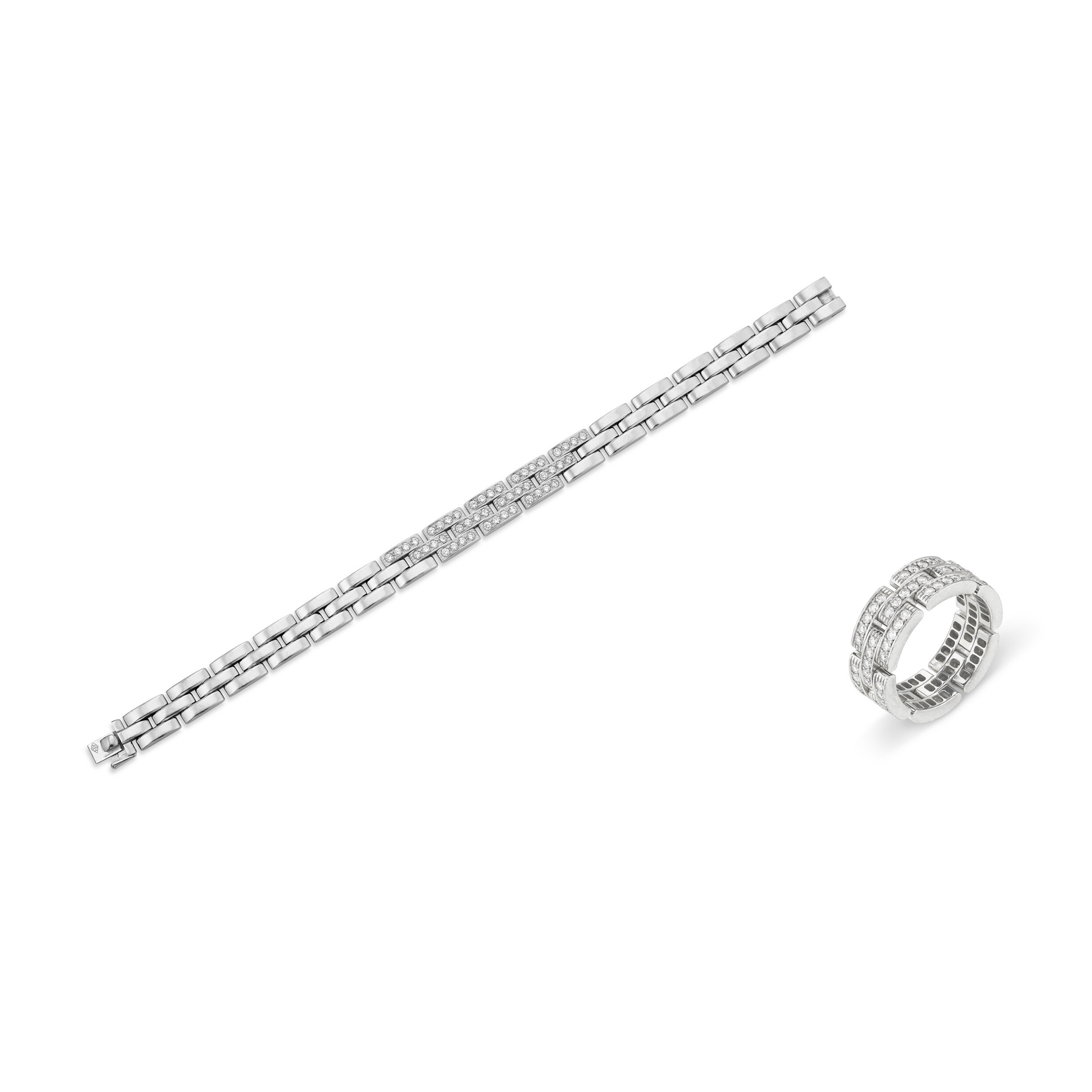 CARTIER SET OF DIAMOND AND WHITE GOLD 'MAILLON PANTHÈRE' JEWELRY