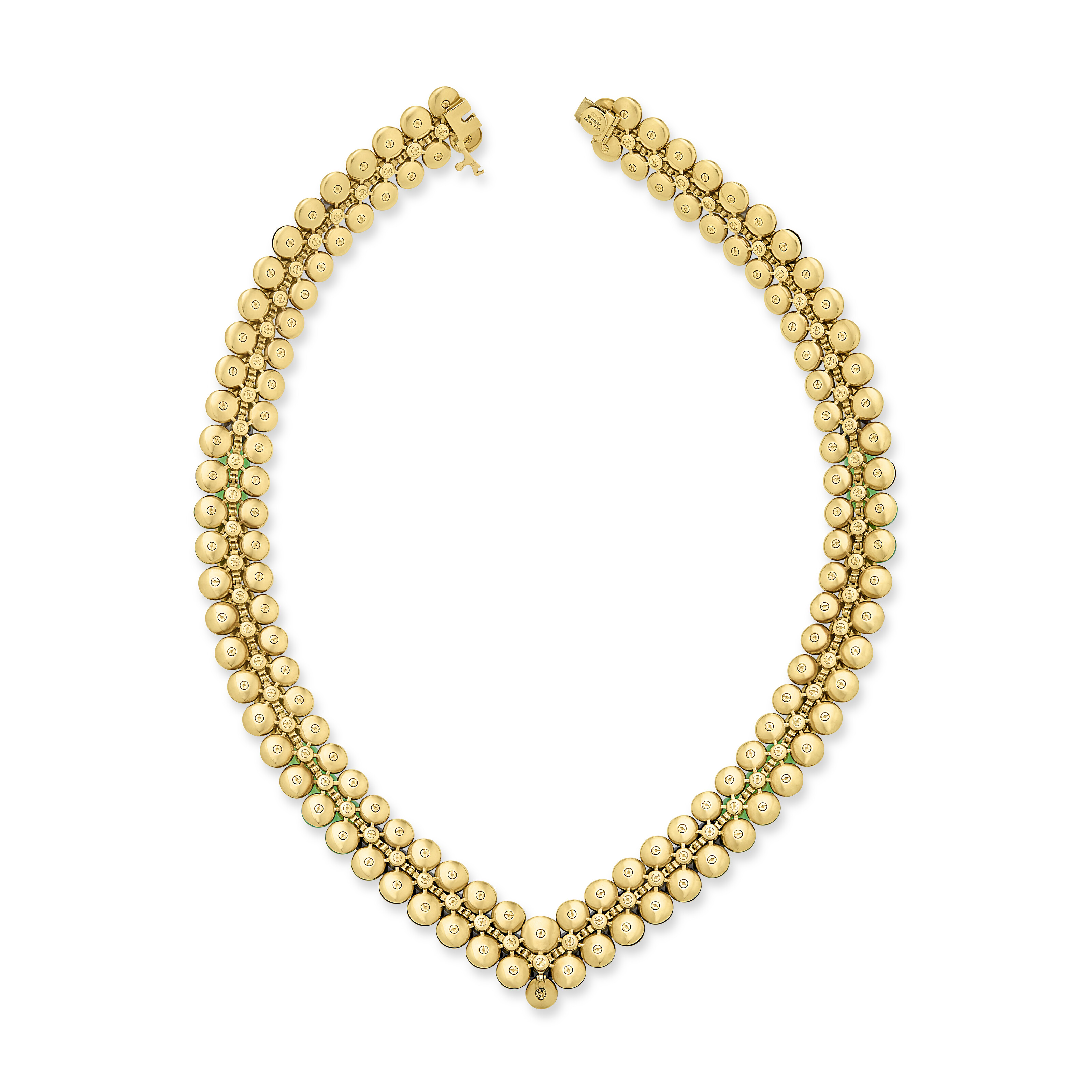 VAN CLEEF & ARPELS CHRYSOPRASE, ONYX AND DIAMOND 'BOUTON D'OR' NECKLACE image 3