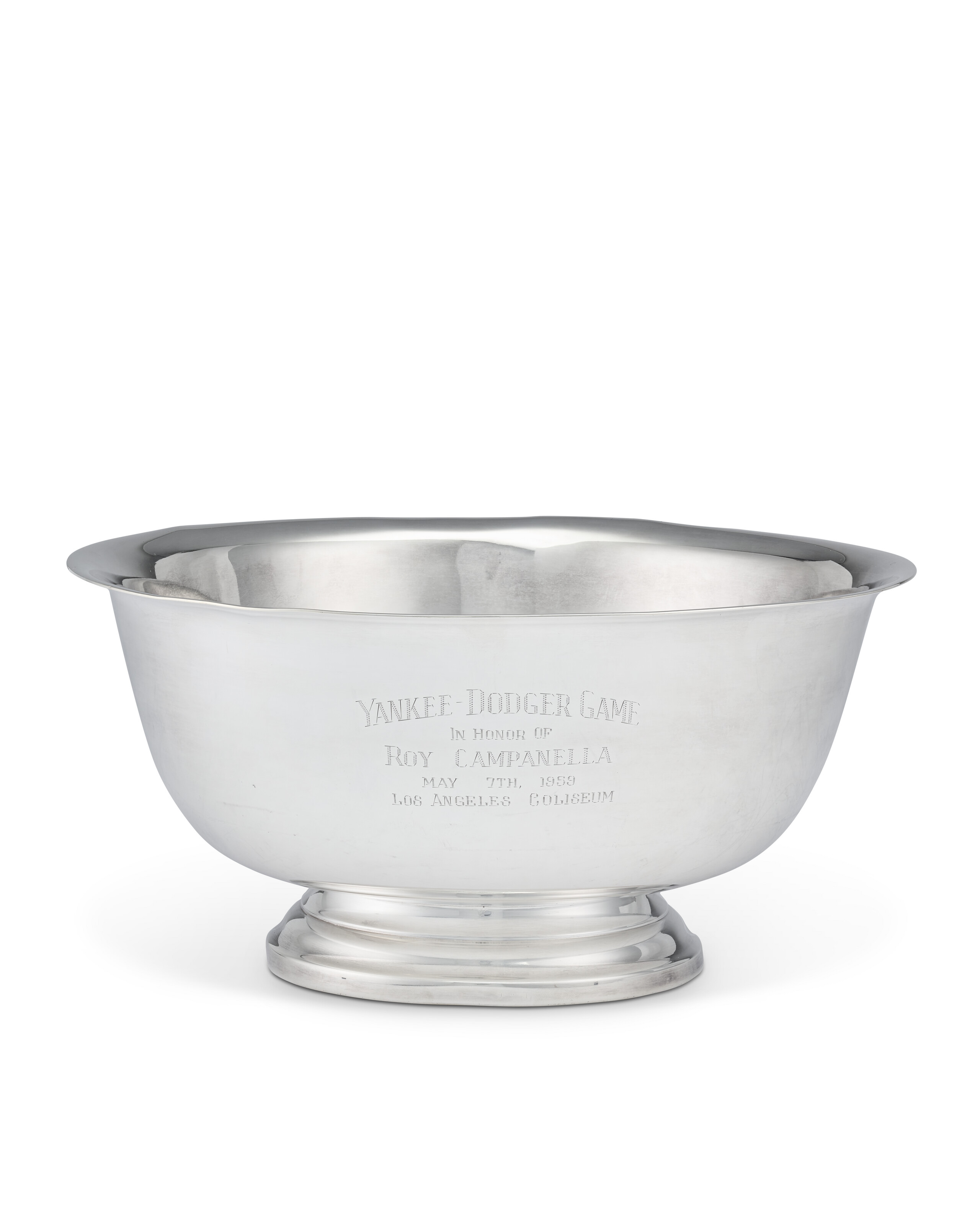 ROY CAMPANELLA: AN AMERICAN SILVER-PLATED PRESENTATION BOWL, MARK OF F ...
