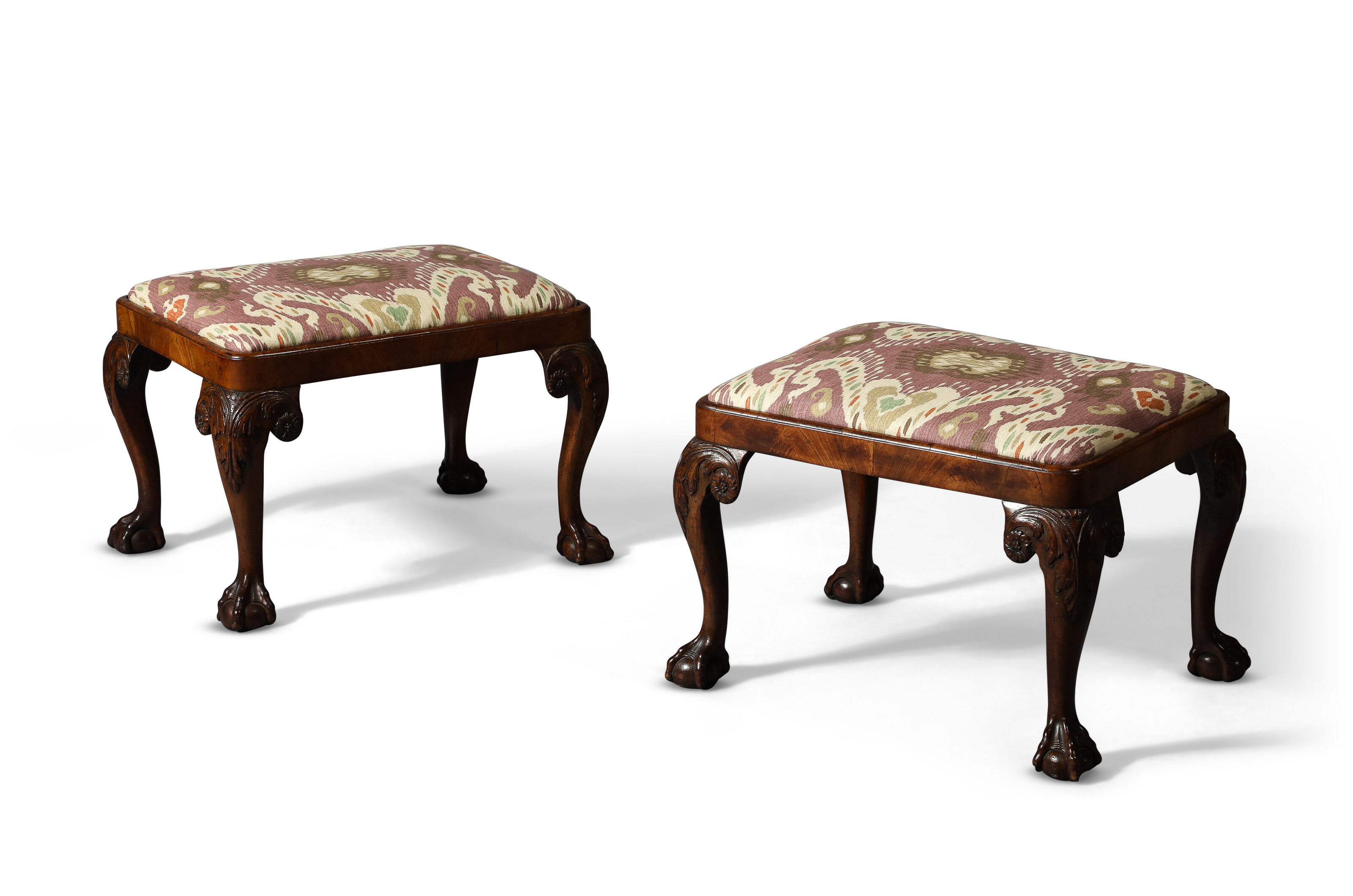 A PAIR OF GEORGE II STYLE WALNUT STOOLS, 19TH CENTURY | Christie’s