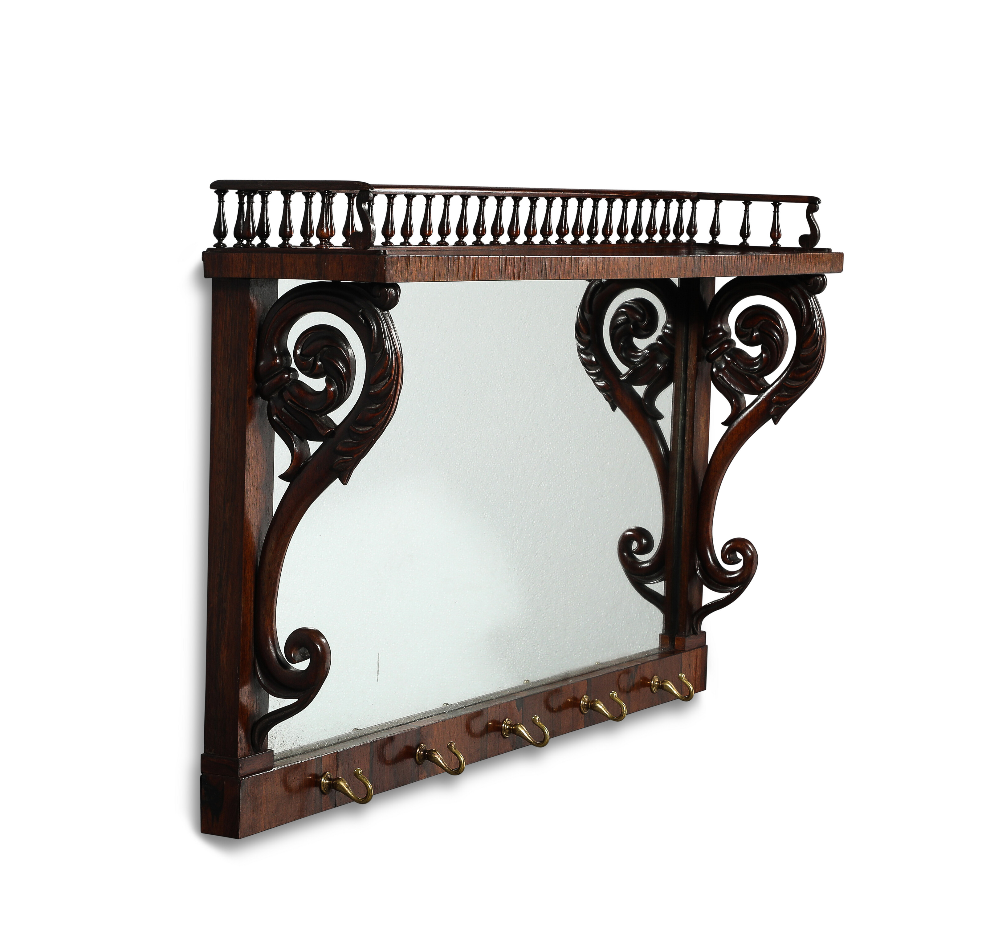 A WILLIAM IV INDIAN ROSEWOOD MIRRORED COAT-RACK, CIRCA 1830 AND LATER ...