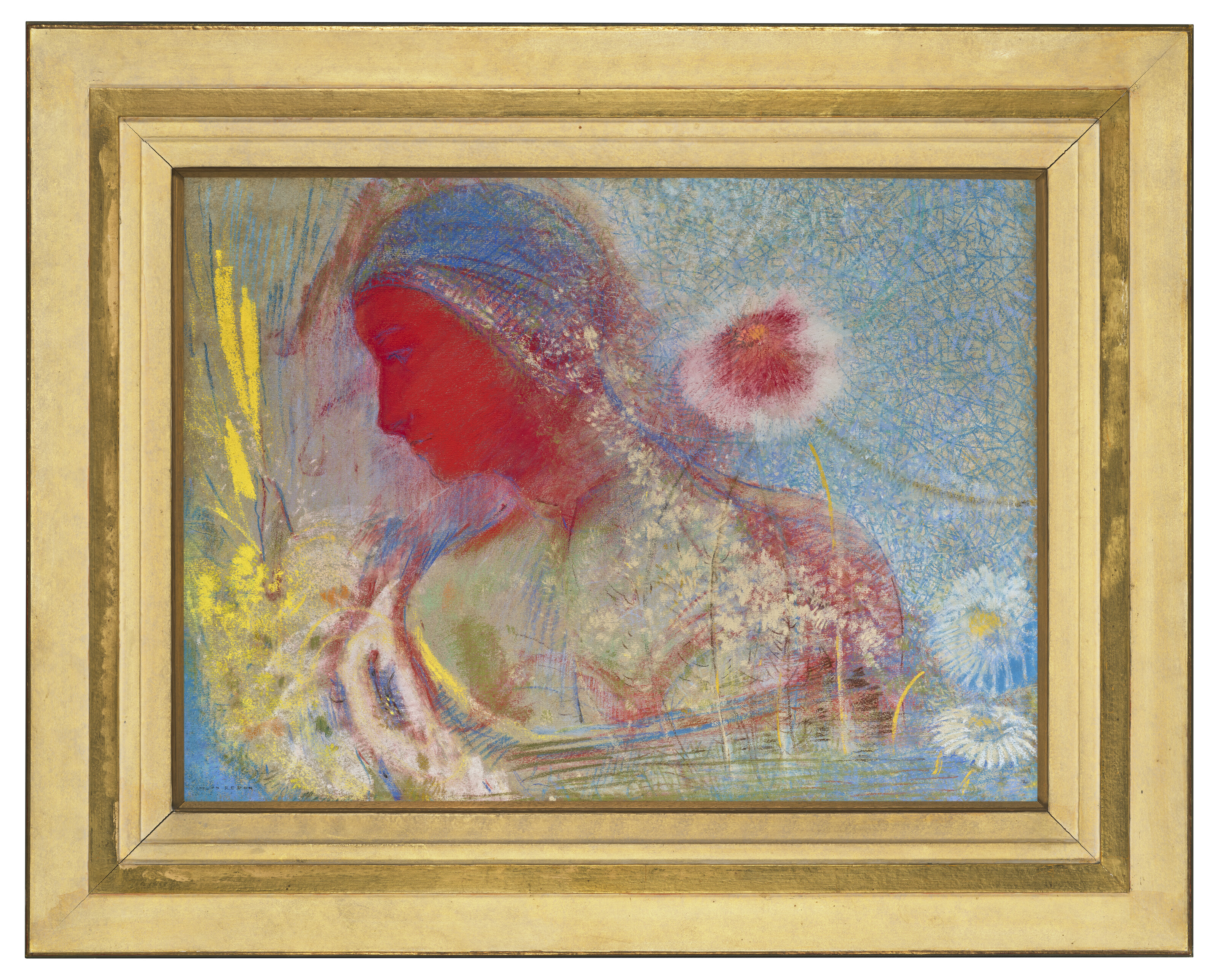 Odilon Redon、Tete de Jeune Femme de Prof Tête de jeune femme, de profil à gauche - Odilon Redon