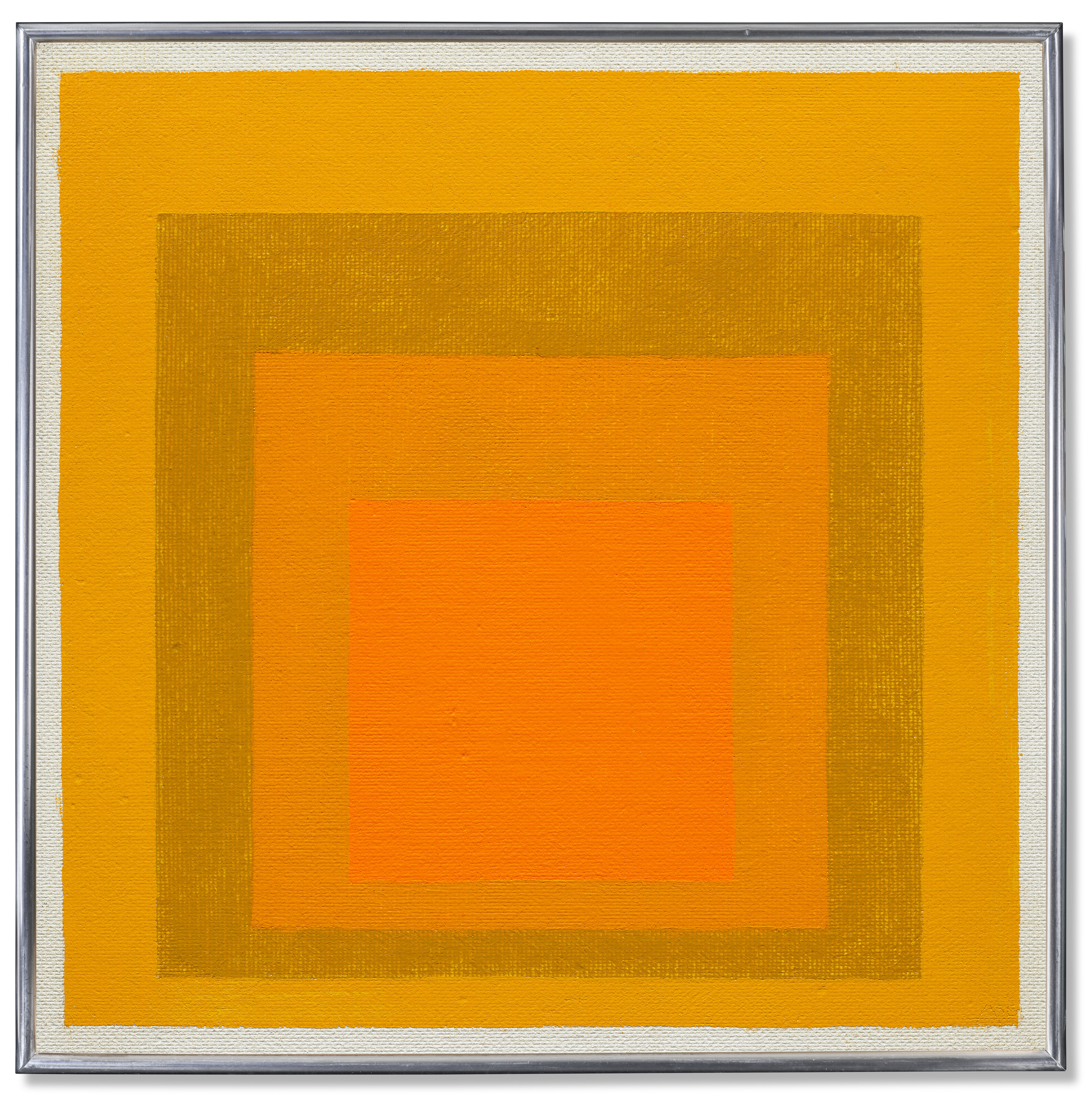 Josef Albers, Study to Homage to the Square: Two warm orange with greenish and pale yellow, 1958, offered in the 20/21 Century Art - Evening Sale on 9 April 2025 at Christie's in Paris