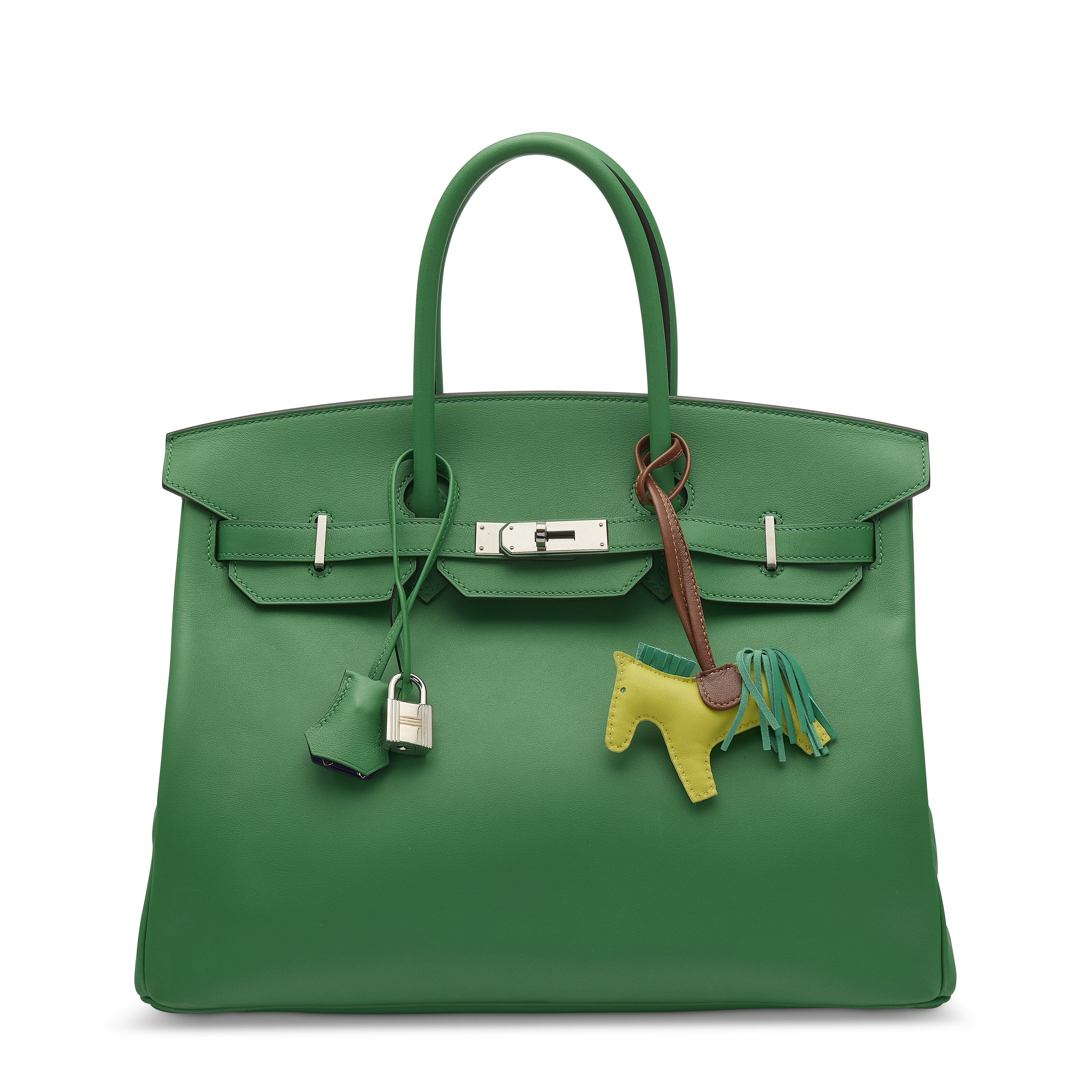 A BLUE & YELLOW PORCELAINE, OAK & FAUVE LEATHER LES TROTTEUSES D