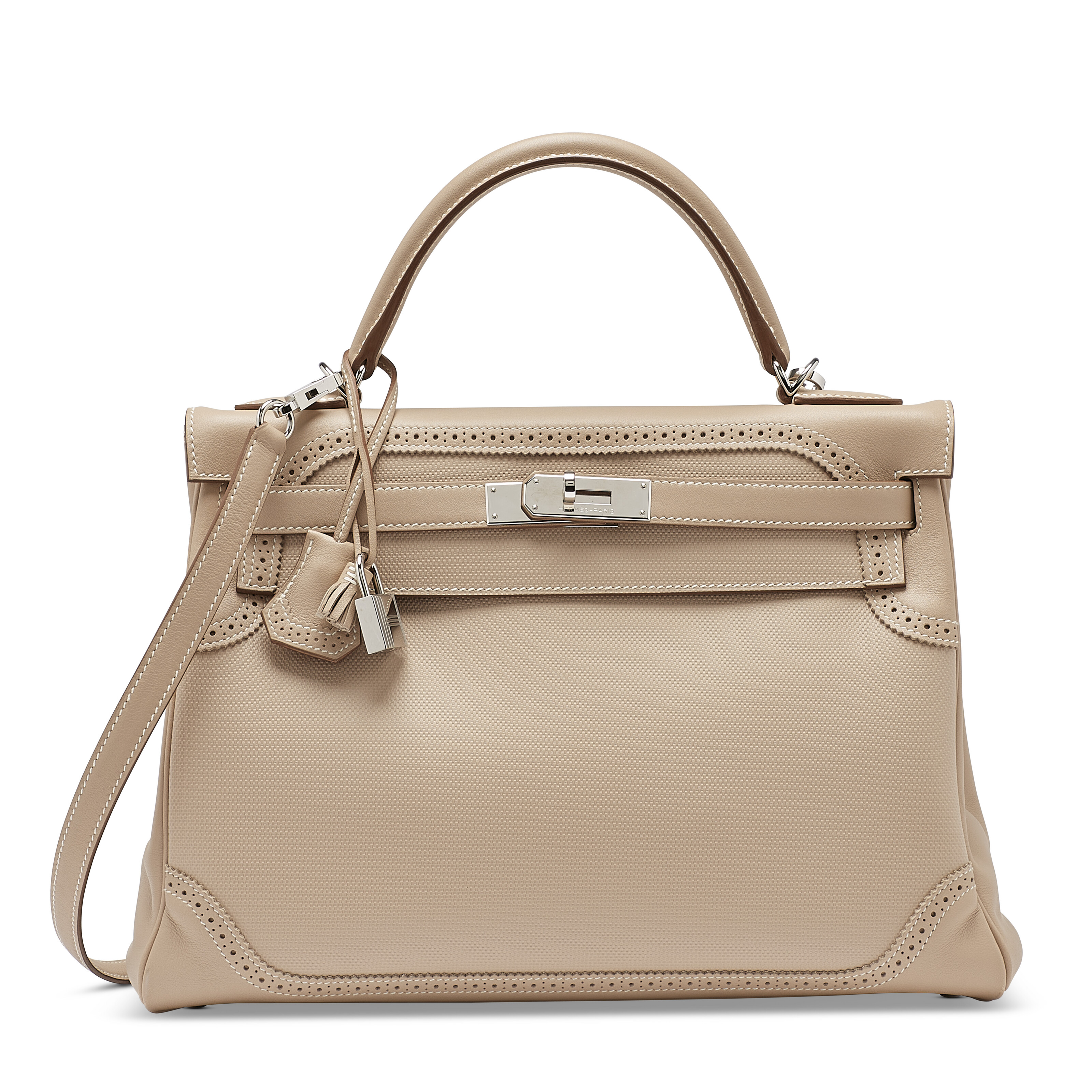 A RARE LIMITED EDITION WHITE SWIFT LEATHER & EMBROIDERY TOILE DE