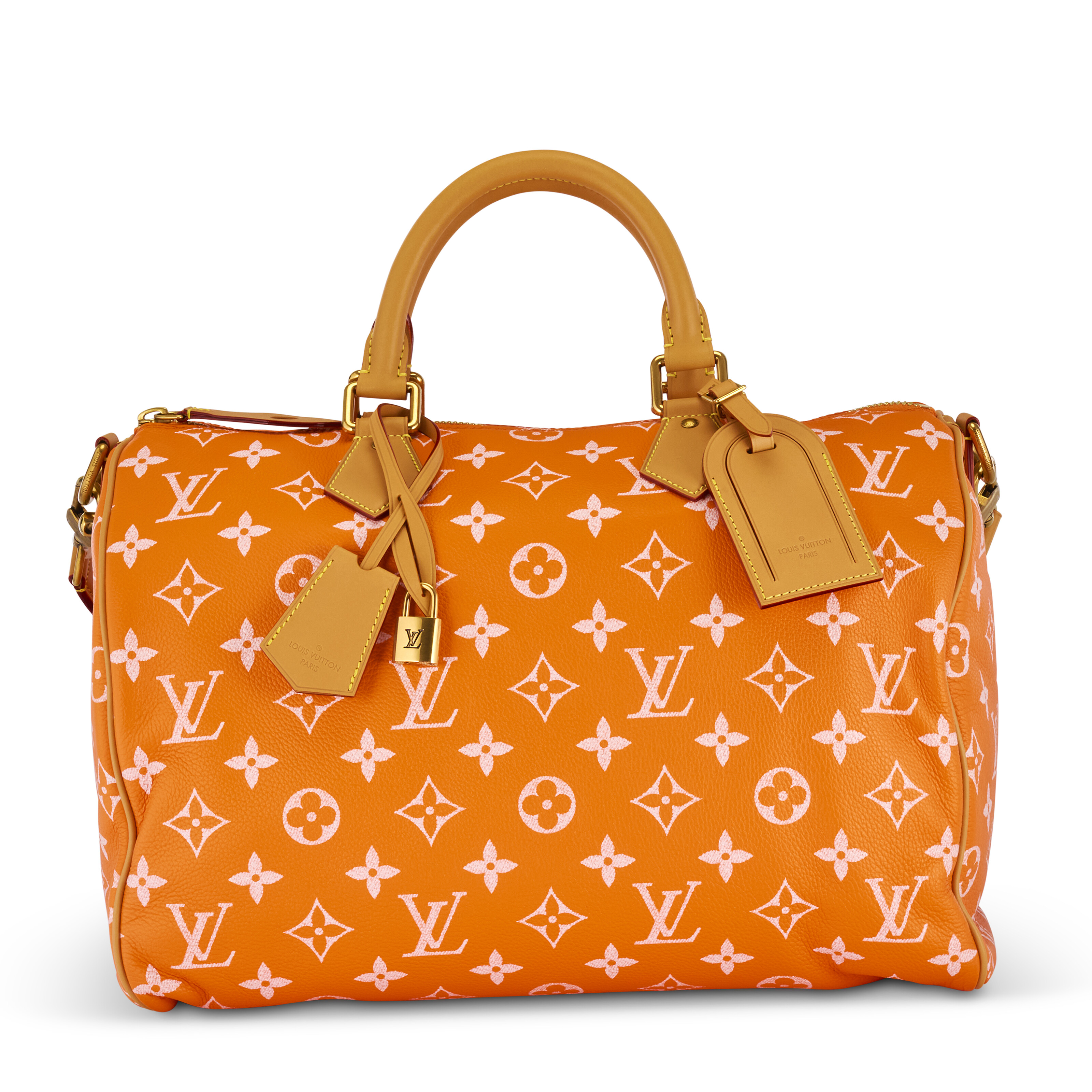 A LIMITED EDITION ORANGE MAT MONOGRAM & NATURAL LEATHER