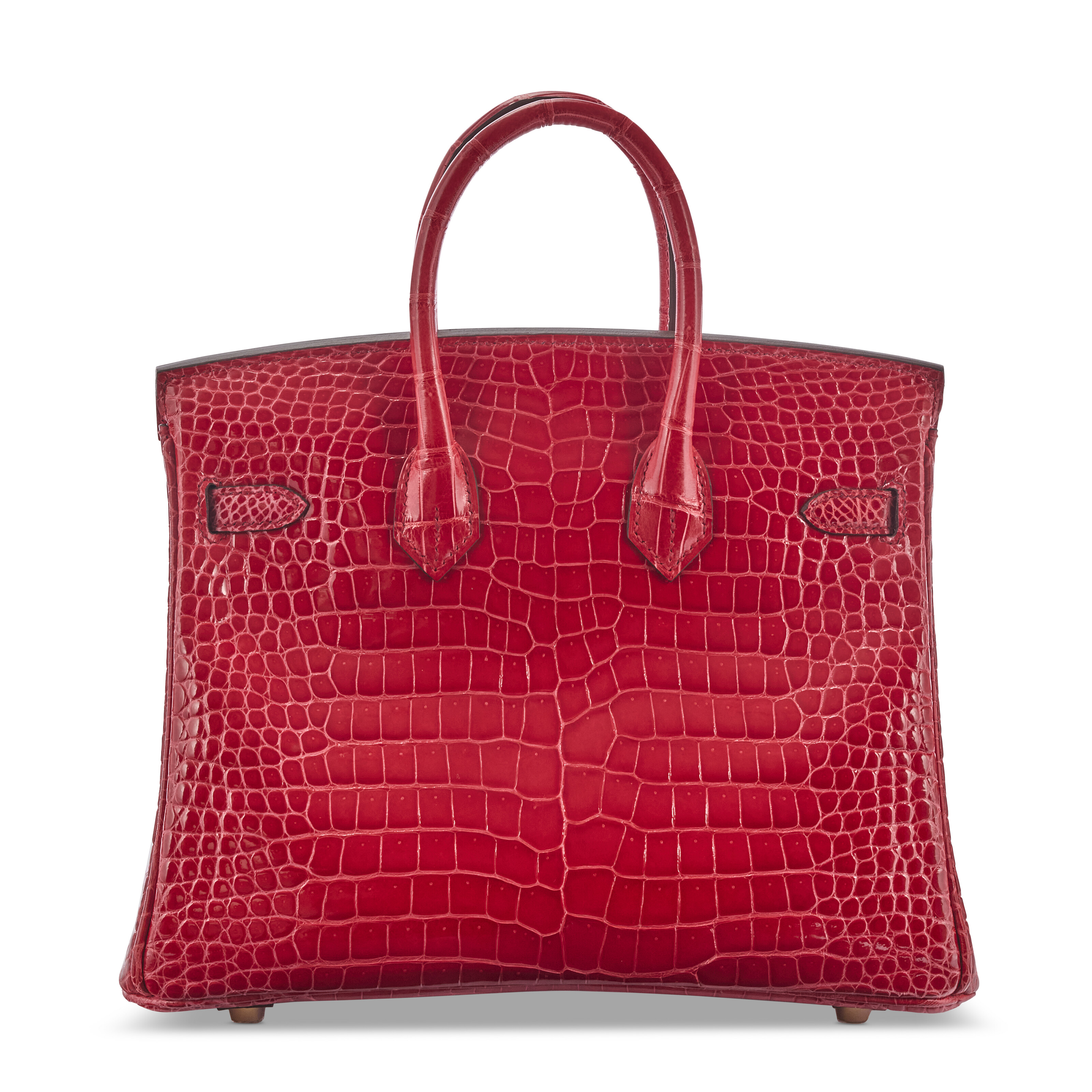 A SHINY ROUGE DE COEUR POROSUS CROCODILE BIRKIN 25 WITH GOLD