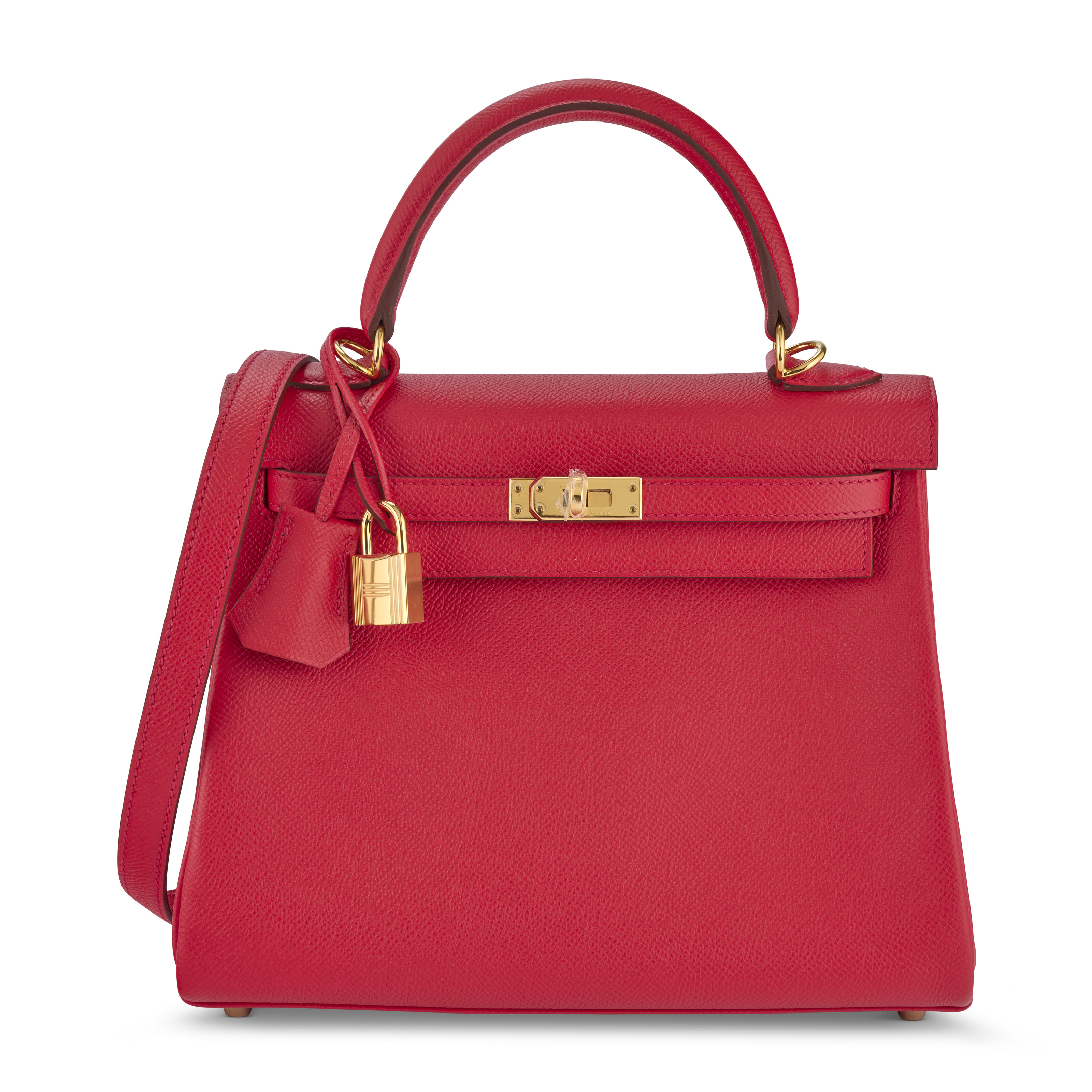 A SHINY ROUGE DE COEUR POROSUS CROCODILE BIRKIN 25 WITH GOLD