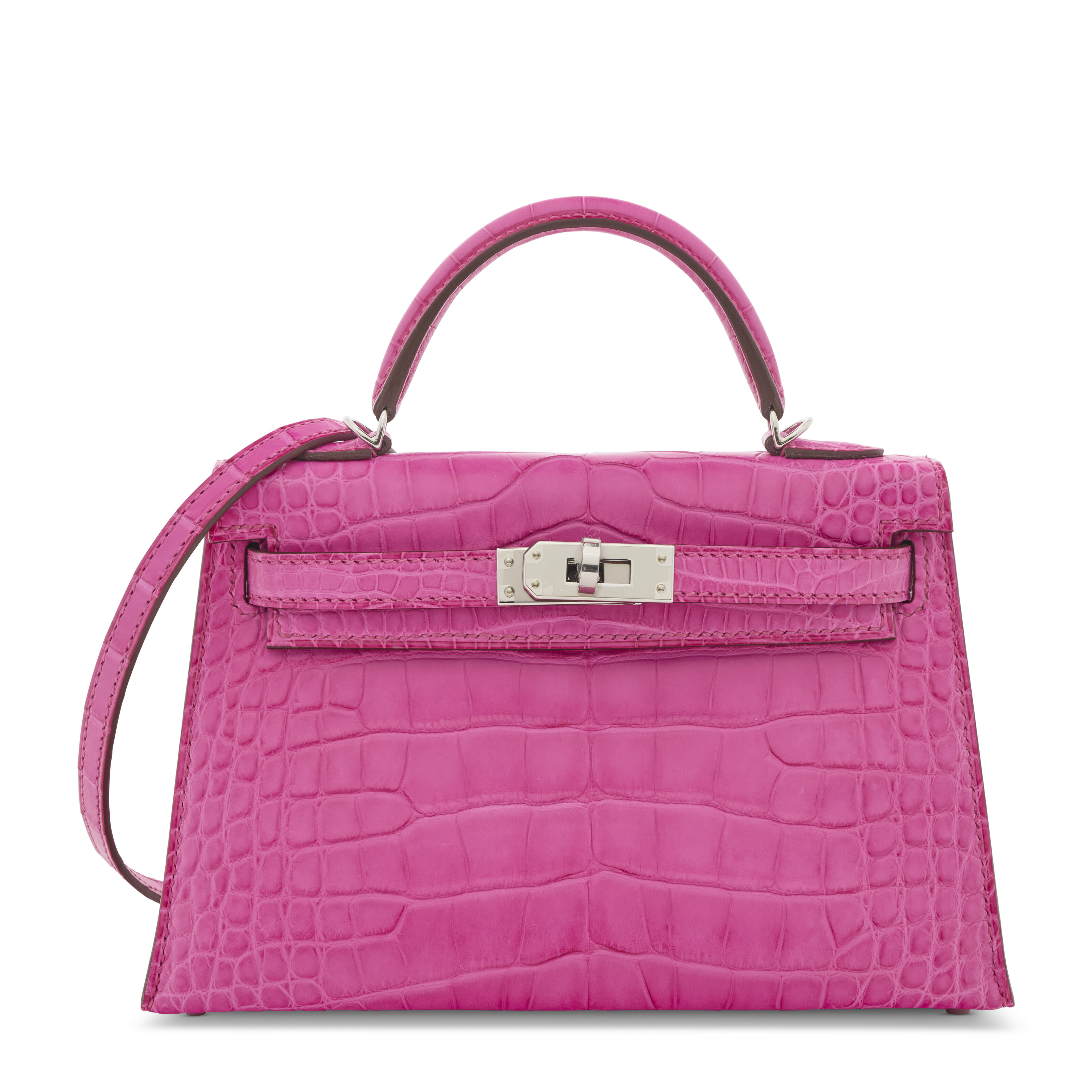 A ROSE AZALÉE CHÈVRE LEATHER MINI KELLY 20 II WITH PALLADIUM