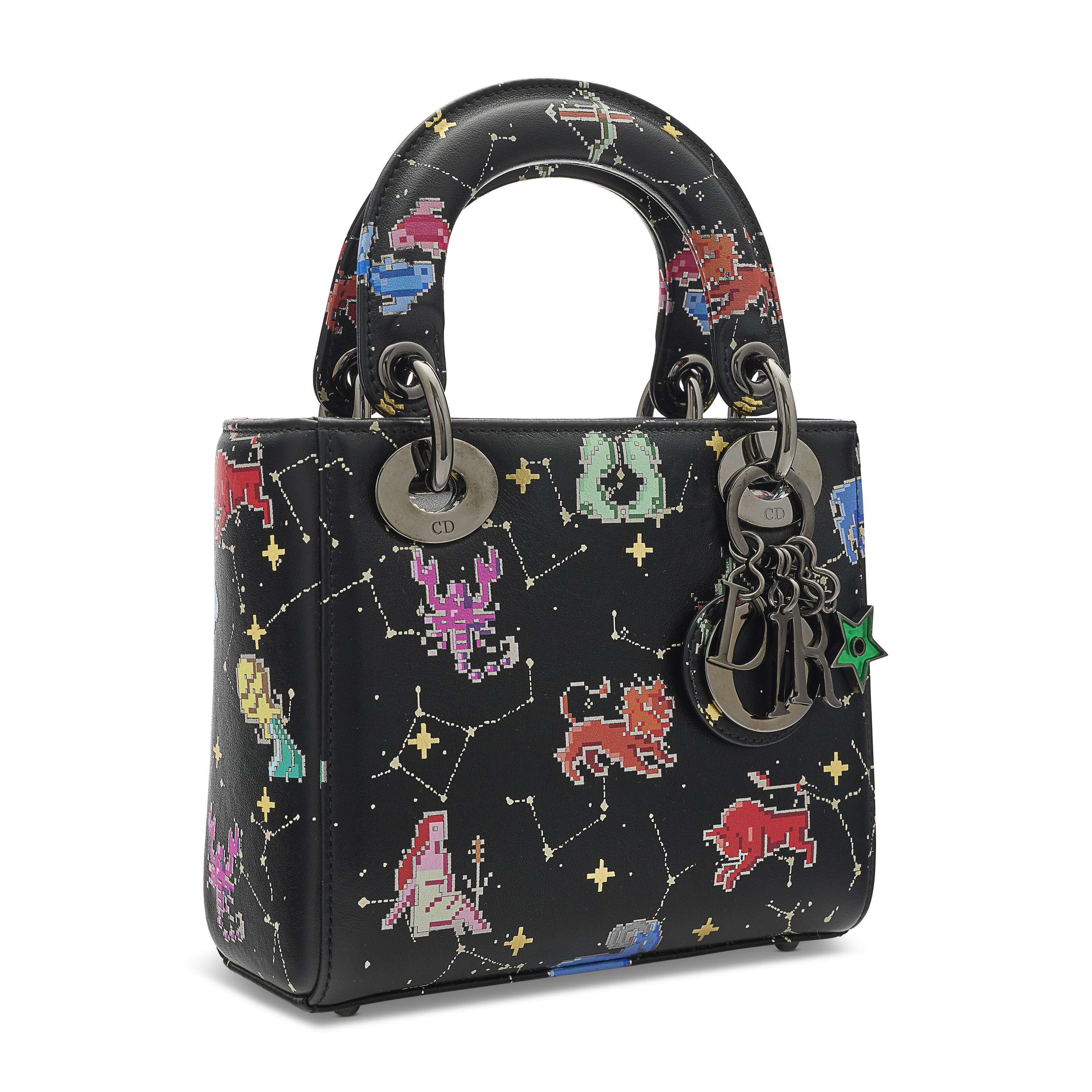 A GROUP OF THREE: A BLACK CALFSKIN LEATHER PIXEL ZODIAC MINI LADY