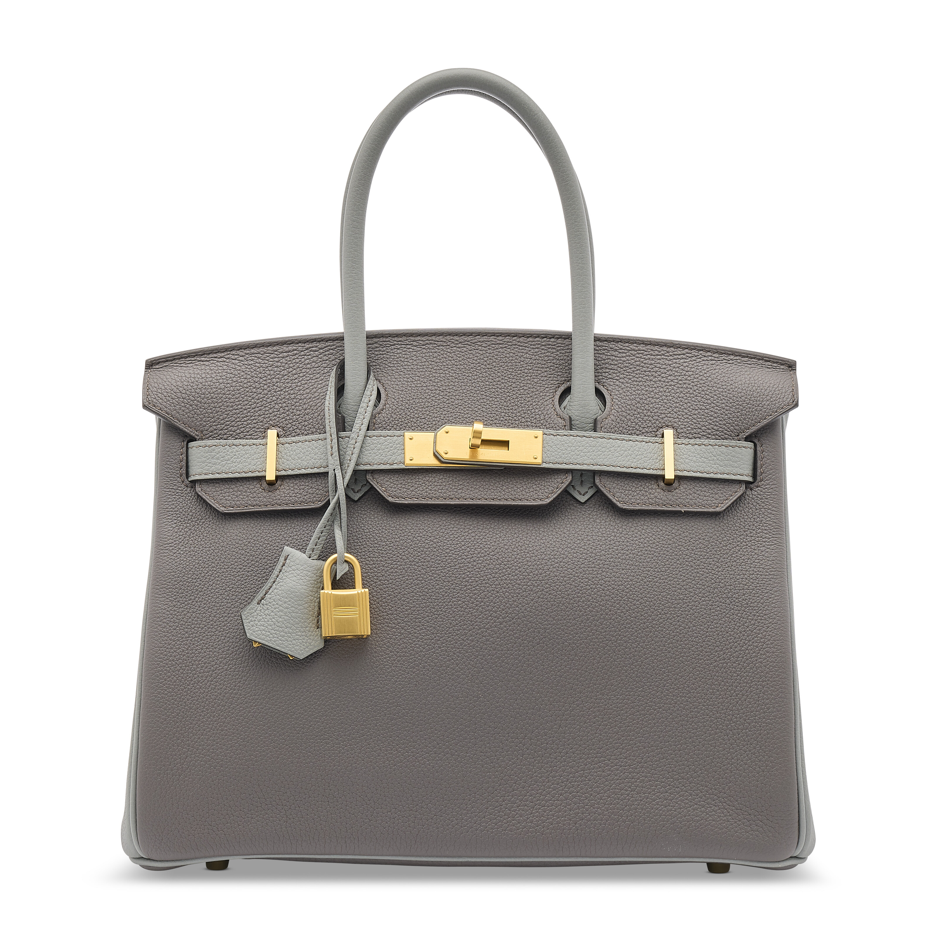 A SHINY GRIS CIMENT POROSUS CROCODILE MINI KELLY 20 II WITH GOLD