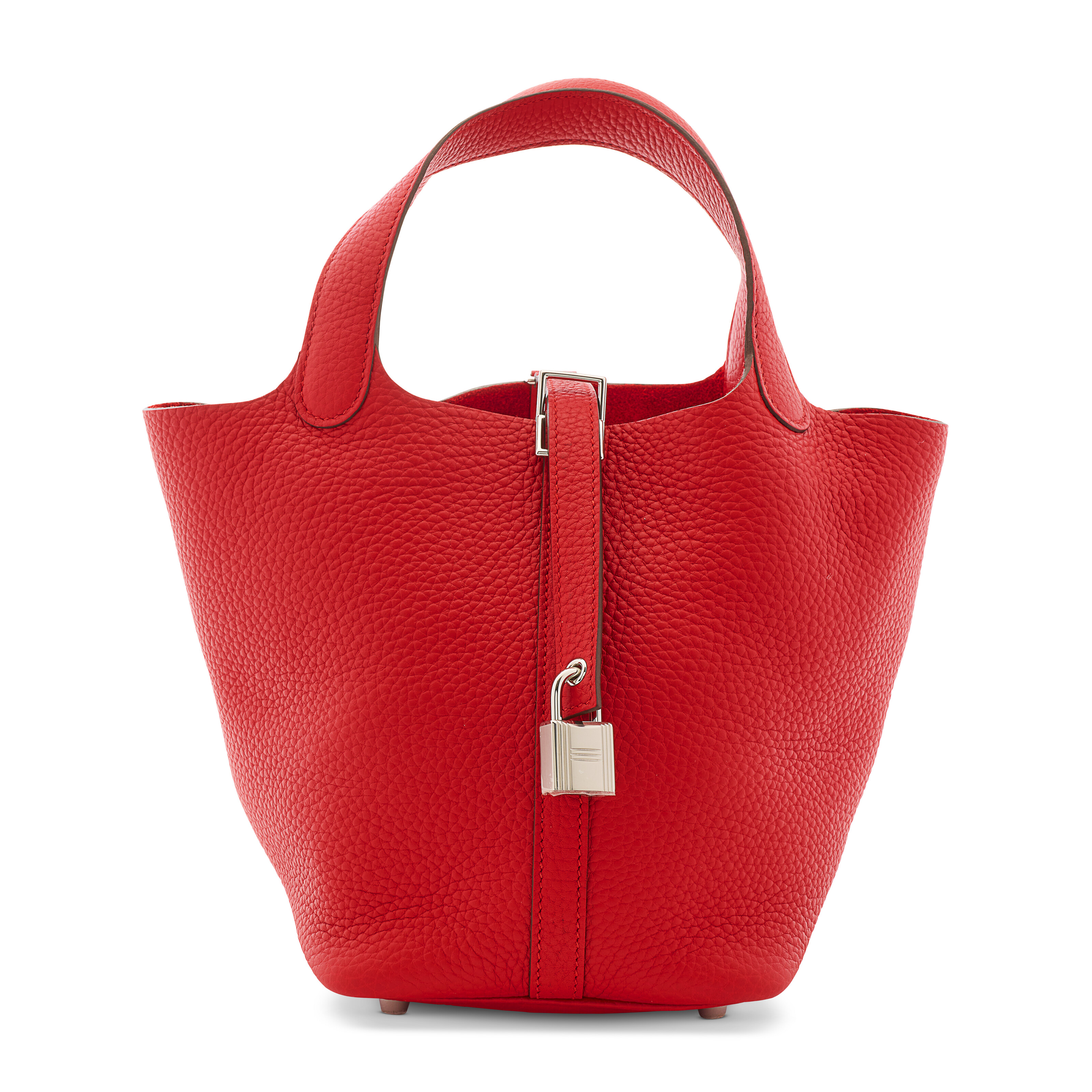 A ROUGE RADIEUX CLÉMENCE LEATHER PICOTIN LOCK 18 WITH PALLADIUM