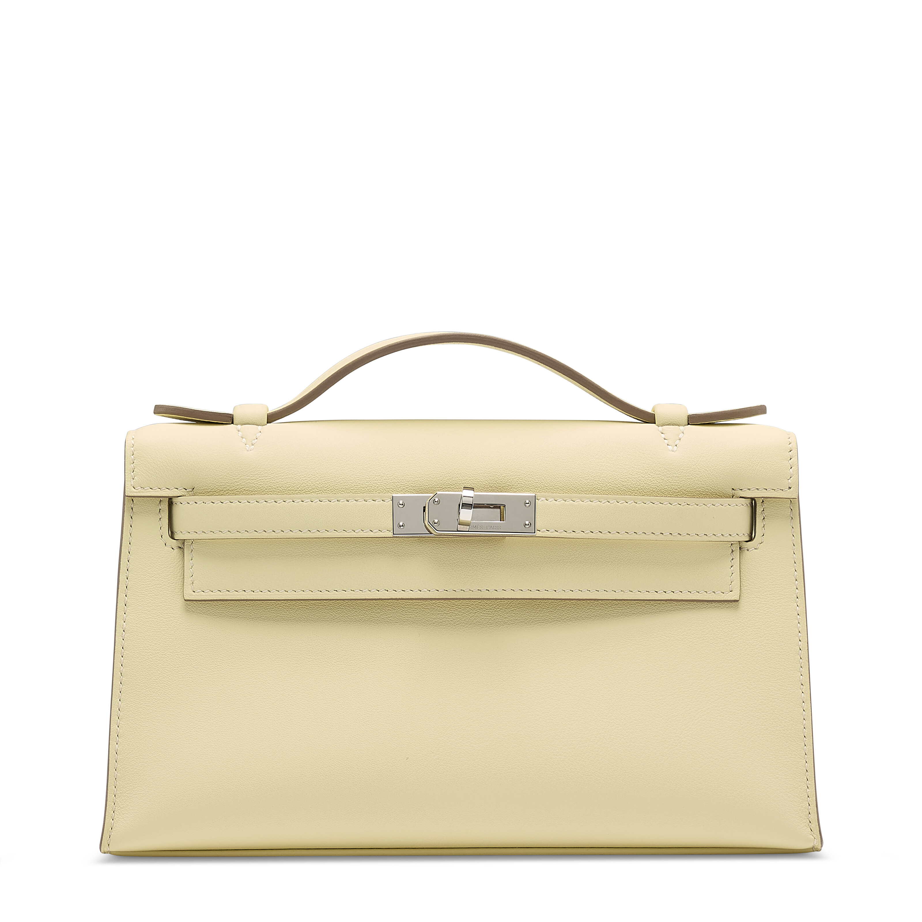 A JAUNE MILTON SWIFT LEATHER RETOURNÉ KELLY 25 WITH PALLADIUM