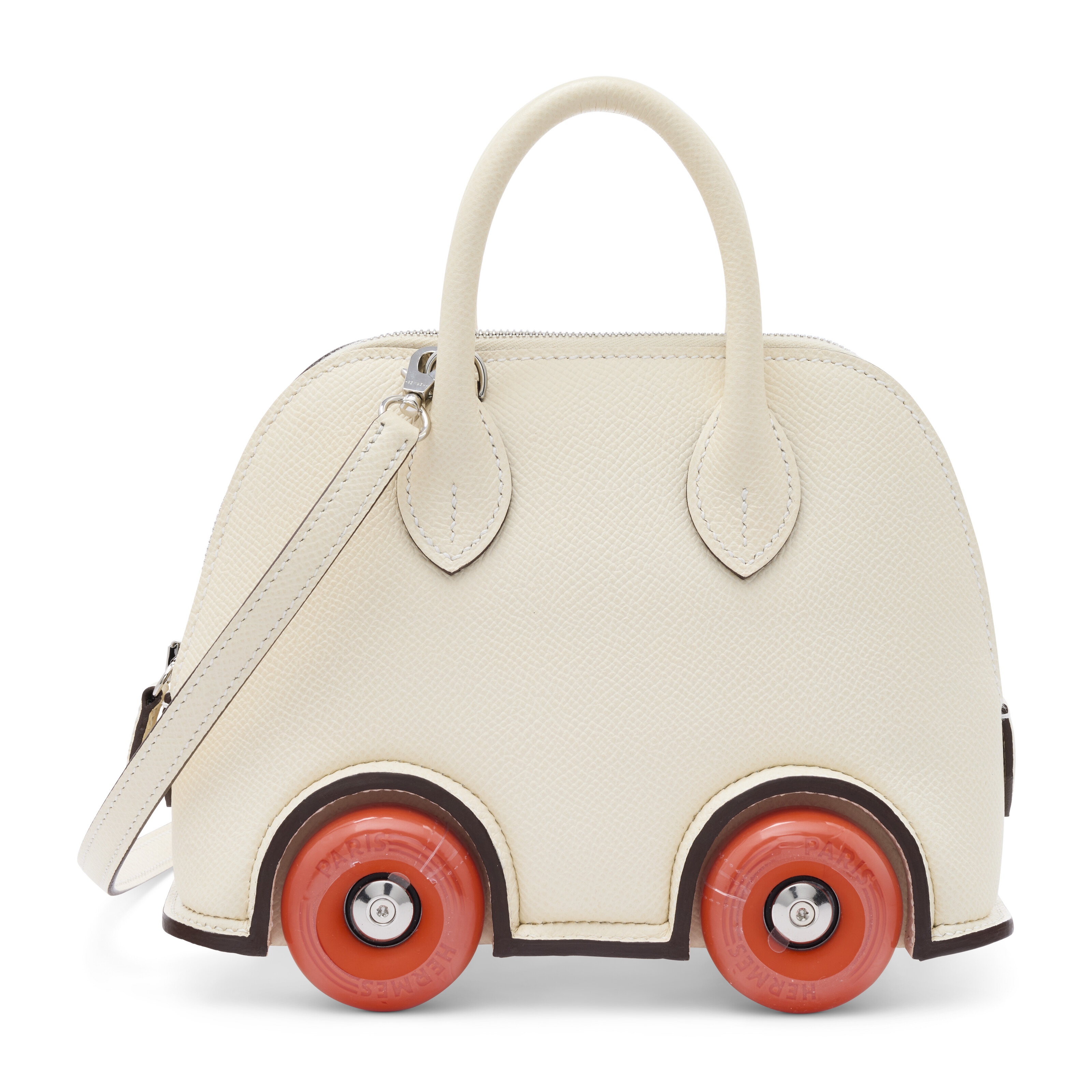 A LIMITED EDITION NATA & ORANGE H EPSOM LEATHER BOLIDE ON WHEELS WITH ...
